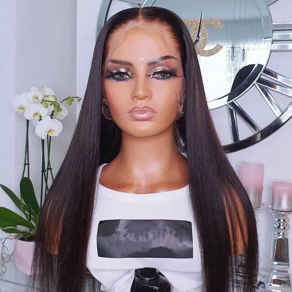 oulaer 360 Lace Frontal Wig Human Hair Silky Straight HD Transparent Lace Front Wig For Women Pre Plucked With Baby Hair Glueless Brazilian Remy Hair Natural Black Wigs Bleached Knots 150% Density 22Inch