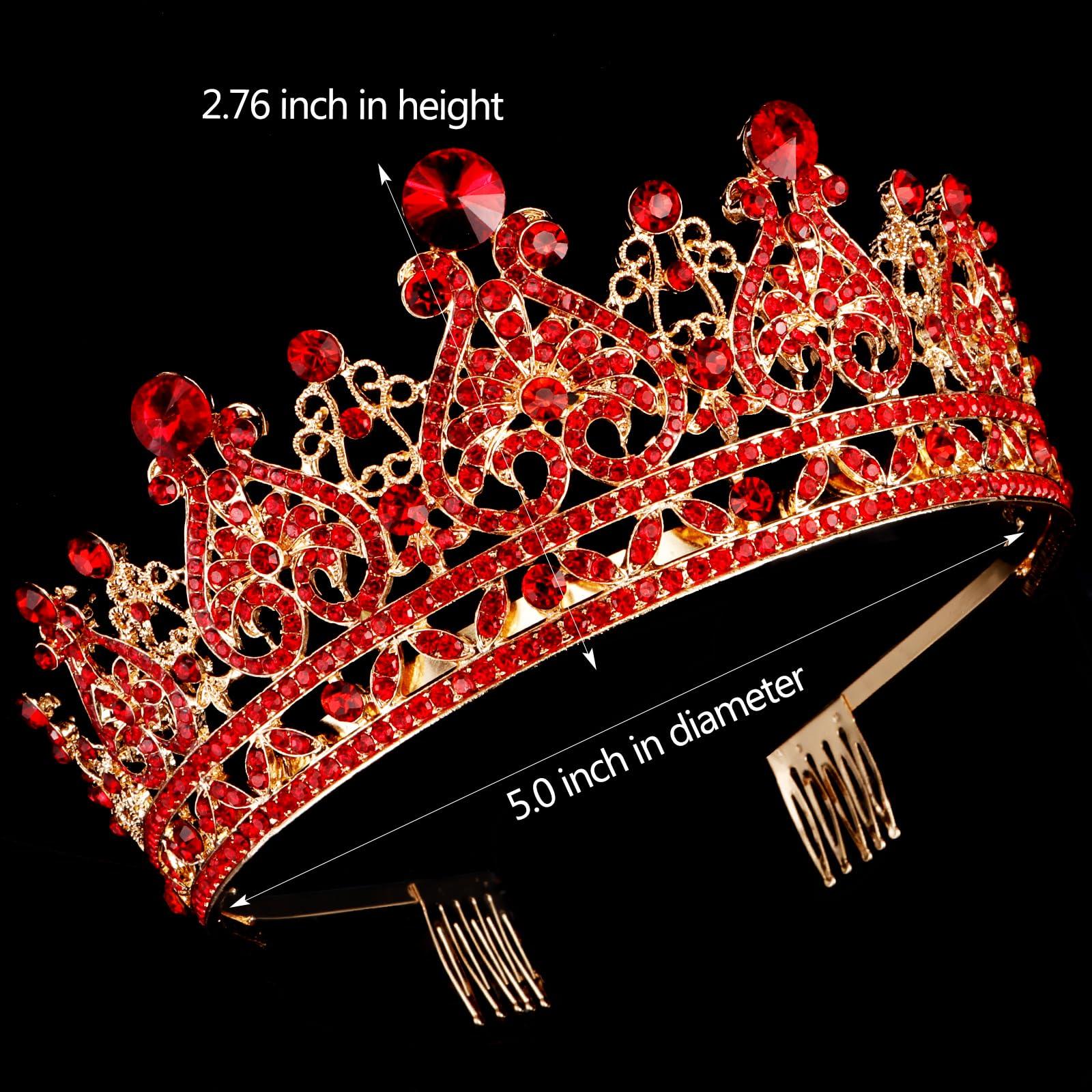 TOBATOBA TOBATOBA Red Tiaras and Crowns for Women Queen of Hearts Crown, Gothic Red Crown Royal Queen Crown Baroque Crown Princess Tiara Queen of Hearts Costume Women Birthday Pageant Halloween Costume Cosplay