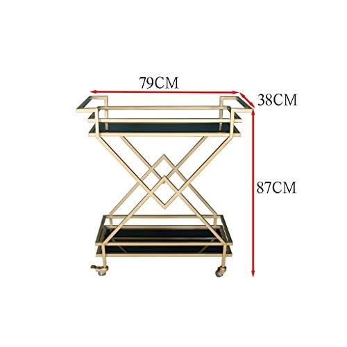 YGCBL YGCBL Multifunction Portable Hand Trucks,2-Tier Rolling Service Cart - Kitchen Hotel BarBathroom Trolley -Wrought Iron Metal Kitchen Bathroom Shelf - Multi-Function Practical Display Shelf - Gold