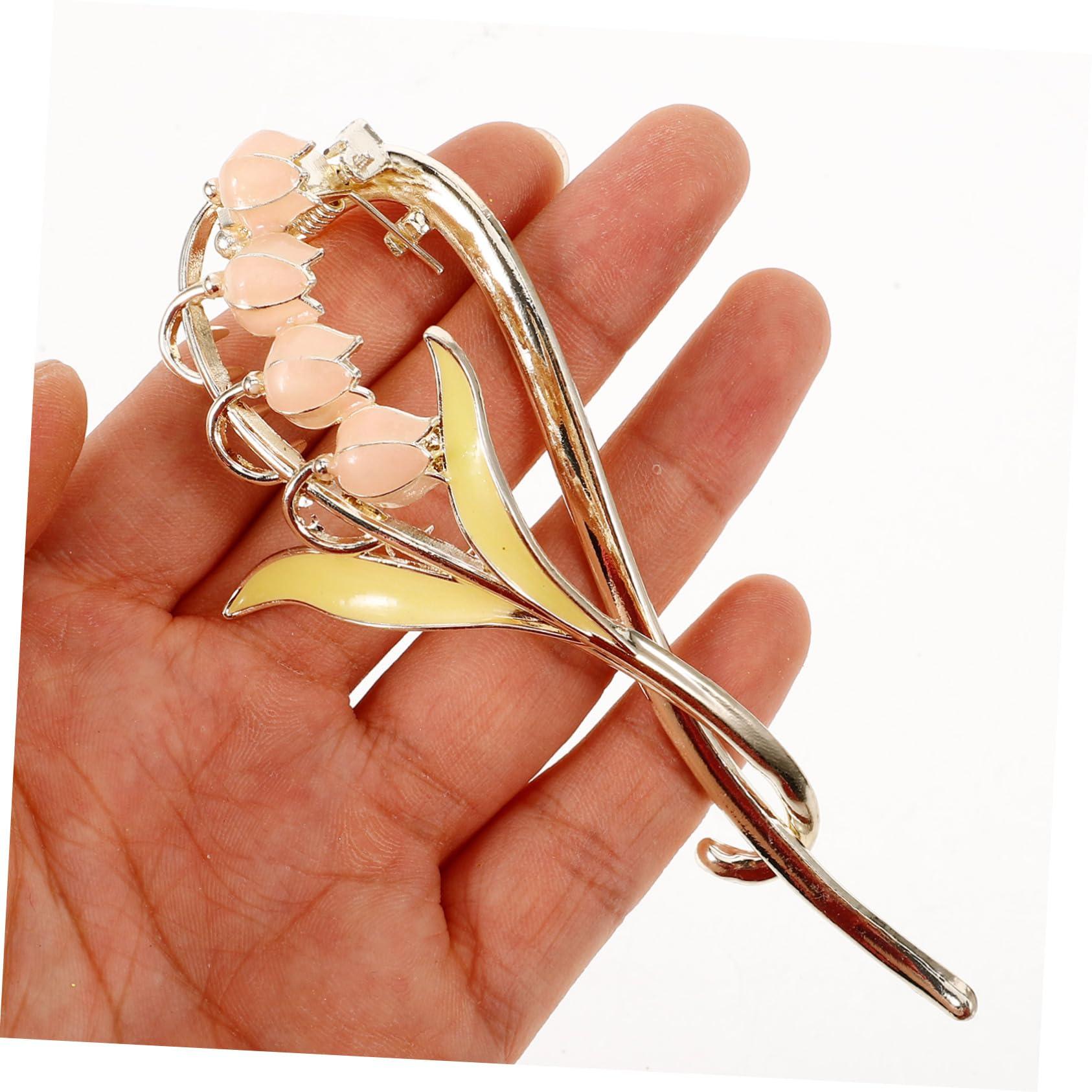 Healeved Healeved Twist Chuck Hair Clip French Clips for Hair Claw Clips Hair Clips Hair Clamps Hair Pins for Buns Bellflower Hair Barrettes for Thick Hair Bun Hair Clip Ponytail Pink Alloy