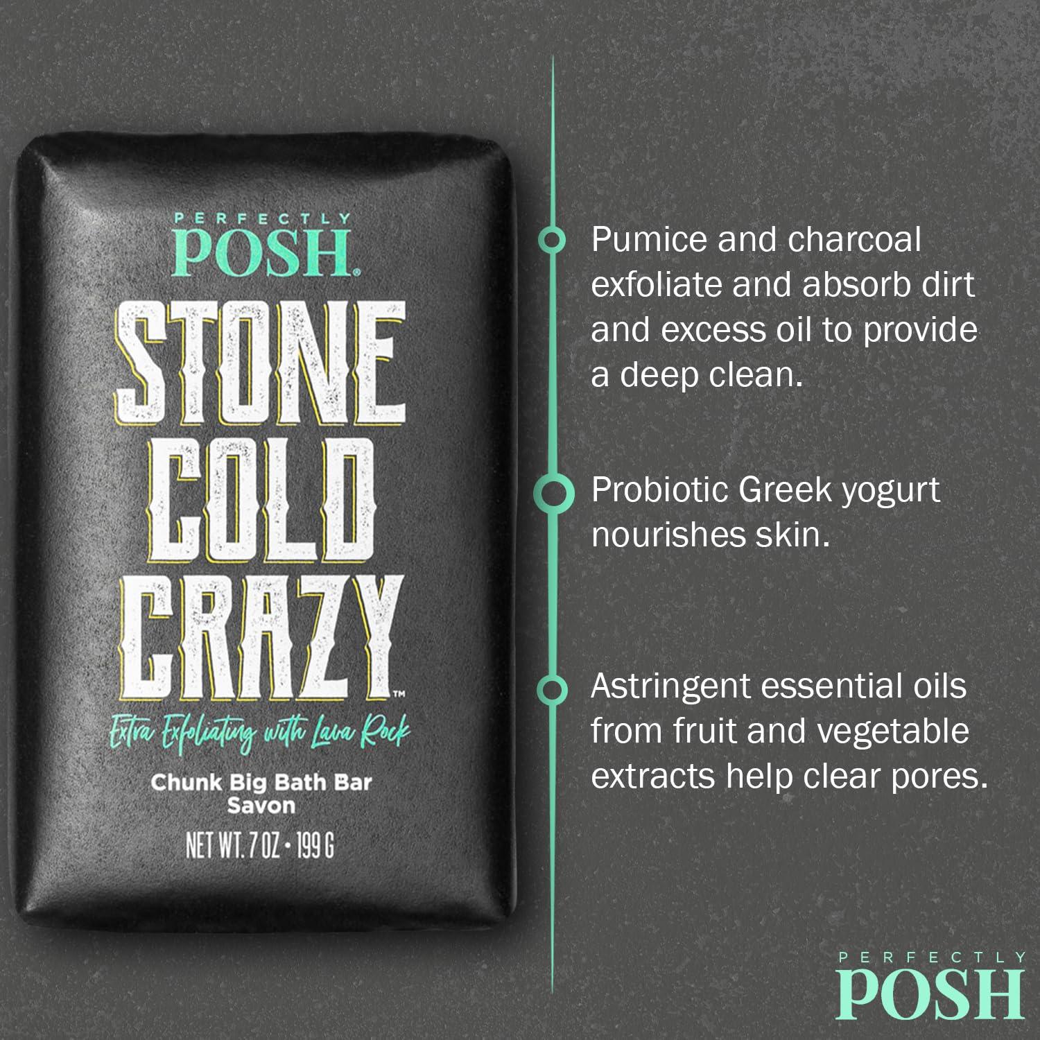 Perfectly Posh Perfectly Posh - Stone Cold Crazy Big Bath Bar Soap - Refreshing and Nourishing Soap with Energizing Scent - for Energizing Bath Time - 7oz