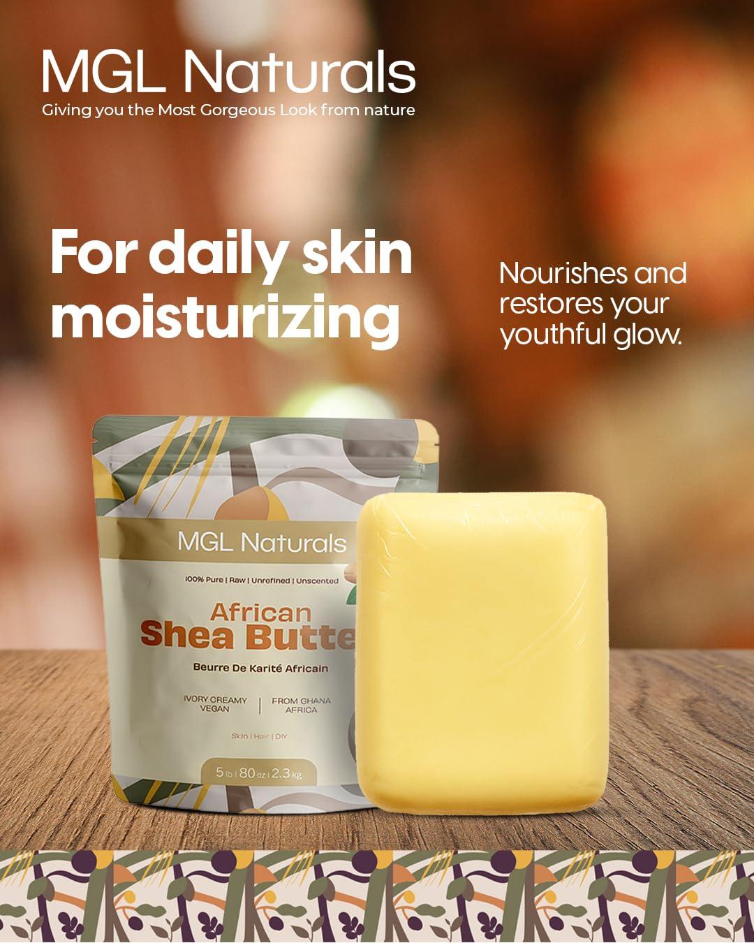 MGL Naturals MGL Naturals Raw African Shea Butter Ivory 5 lb bulk, 100% Pure, Raw and Unrefined. Nourish and moisturize. Use alone or DIY recipes. From Ghana, Africa. (5 lb)