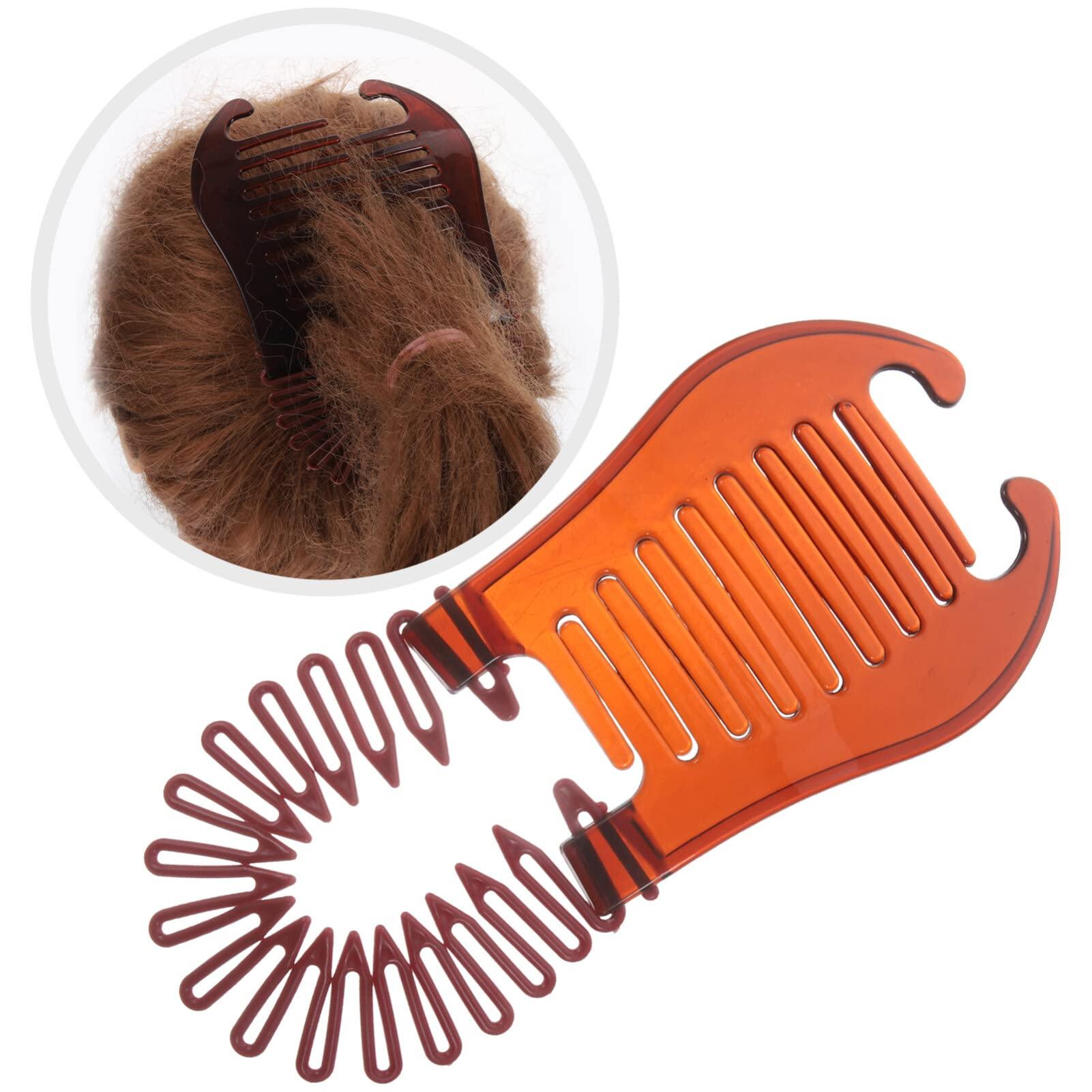 FOMIYES FOMIYES 4pcs Interlocking Banana Combs Flexible Hair Combs Clips Ponytail Hair Clincher Two Sides Hair Accessories Zig Zag Head Tooth Hair Hoop Hairband for Women Brown