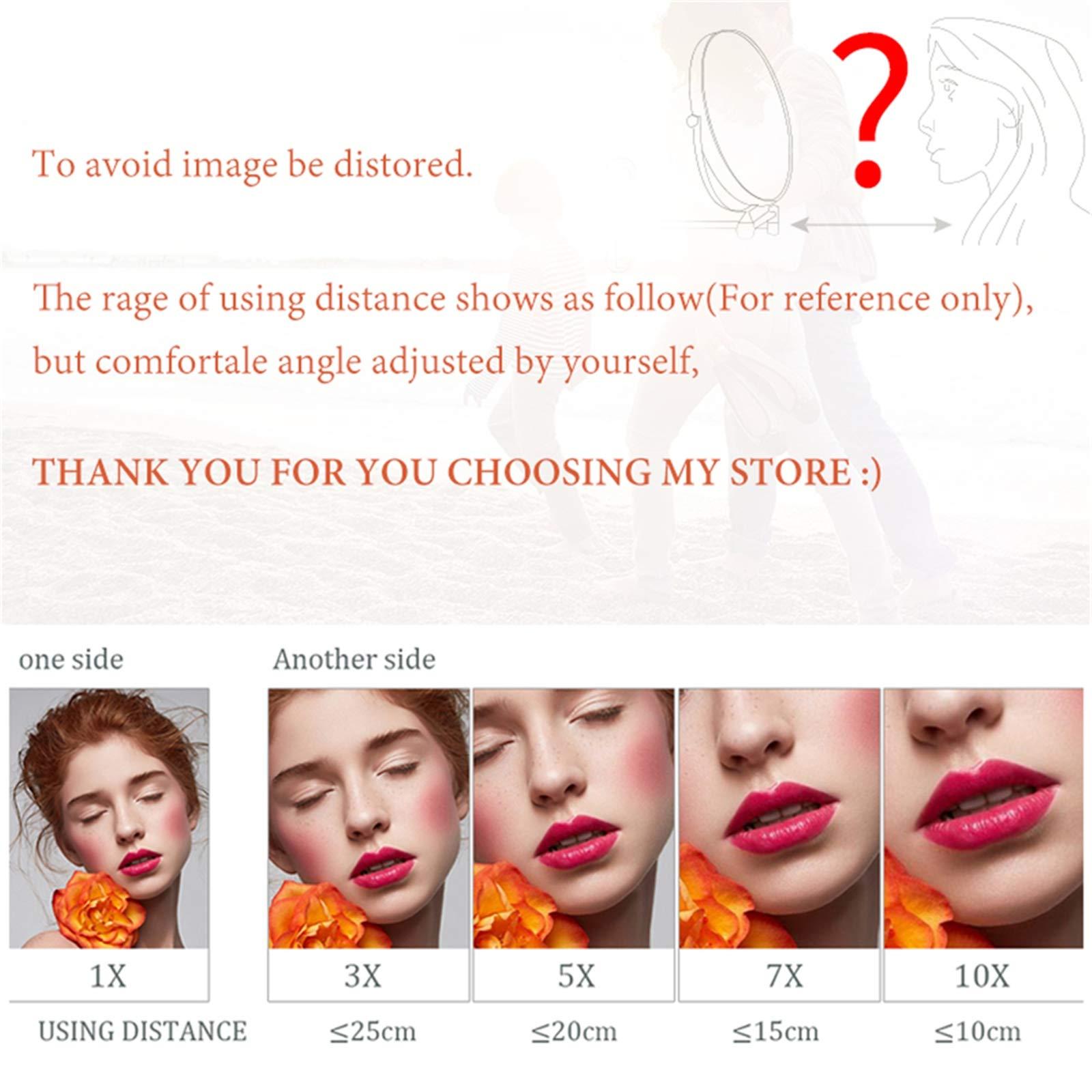 DMNSDD 8 Inch Gold Makeup Mirror, Double Sided Magnification Mirror with LED Light, Bathroom Extendable Wall-Mounted Vanity Shaving Mirror with Switch Plug,10x