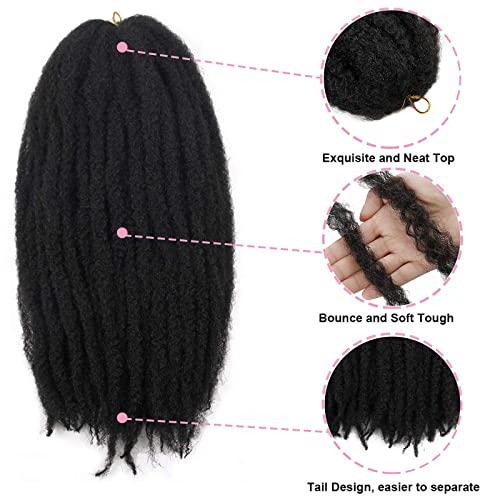 BYKSVIOC Afro Kinky Twist Crochet Hair Braids Marley Braid Hair 24inch Senegalese Curly Crochet Synthetic Braiding Hair (6Packs,#1B)