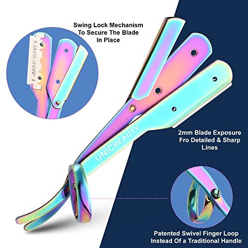 UNIC BEAUTY Straight Razors for Men - Professional Barber Razor for Close Shave with Premium Quality Edge, Blades Pack & Maintenance kit included with Pouch