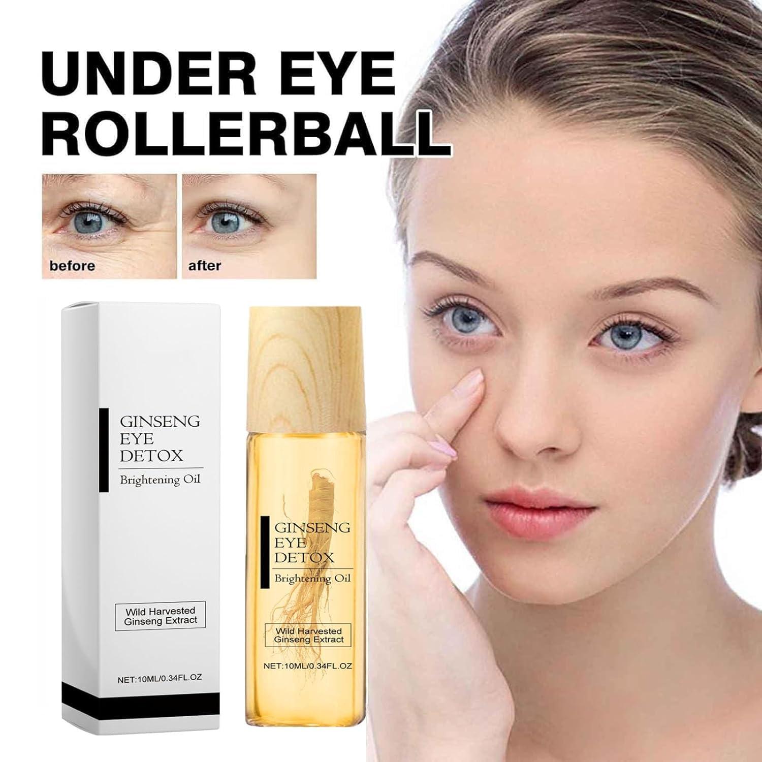 dyfgweq dyfgweq Ginseng Eye Oil Roller, Eye Repair Serum, eye cream anti aging Essential Oil for Dark Circles, Eye Bag, Puffiness, Wrinkles, with 360 Massage Ball Roller (3pcs)