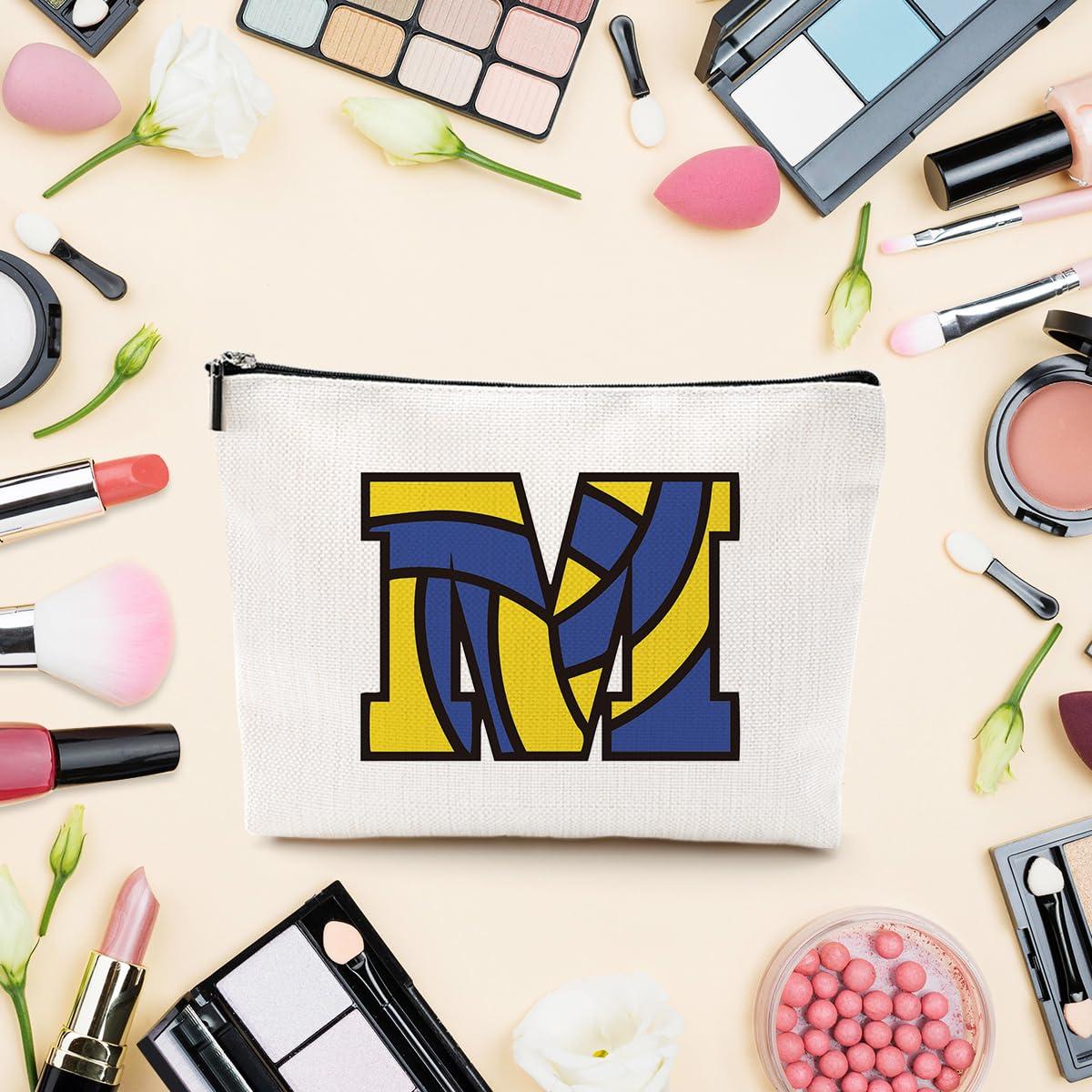 LONGXIN LONGXIN Volleyball Gifts Initial A-Z Personalized Makeup Bag Monogrammed Cosmetic Bags Toiletry Pouch Volleyball Lovers Gifts for Teen Girls Women Friends Coach Players Volleyball Team Gifts (M)
