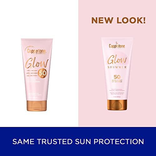 Coppertone Coppertone Glow with Shimmer Sunscreen Lotion SPF 50, Water Resistant Sunscreen, Broad Spectrum SPF 50 Sunscreen, 5 Fl Oz Bottle (Pack of 2)