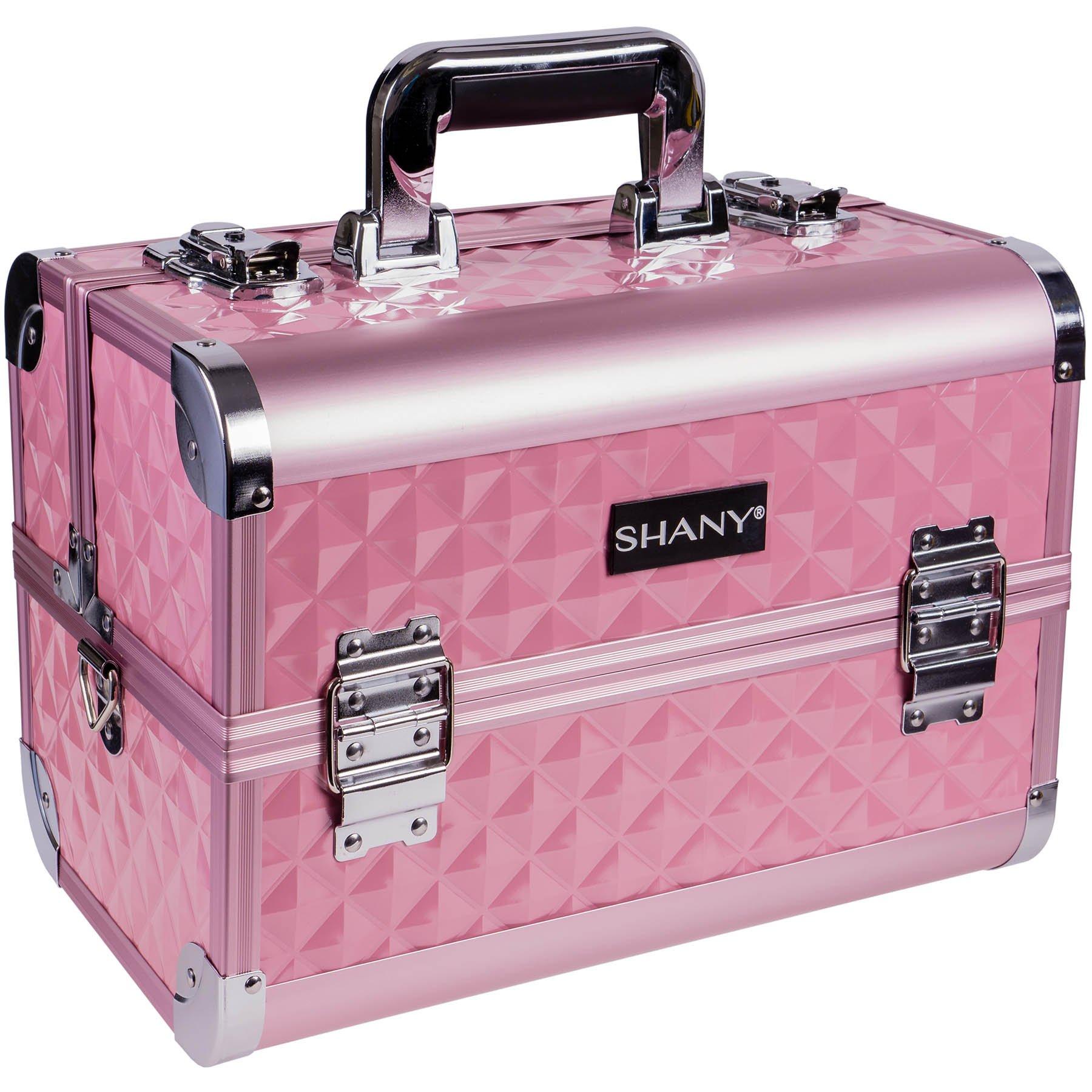 SHANY SHANY Premier Fantasy Professional Makeup Train Case Cosmetic Box Portable Makeup Case Organizer Jewelry storage with Locks, 3 Trays, Makeup Brush Holder and Cosmetics Mirror - Pink Diamond