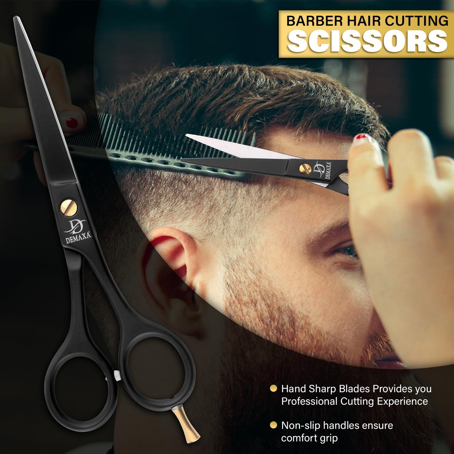 DEMAXA DEMAXA Professional Hair Scissors 6.5 Inch - Premium High Carbon Stainless Steel Barber Salon Hair Shears for Haircut Scissors - Ergonomic Design Super-Sharp Hair cutting Scissors Blades