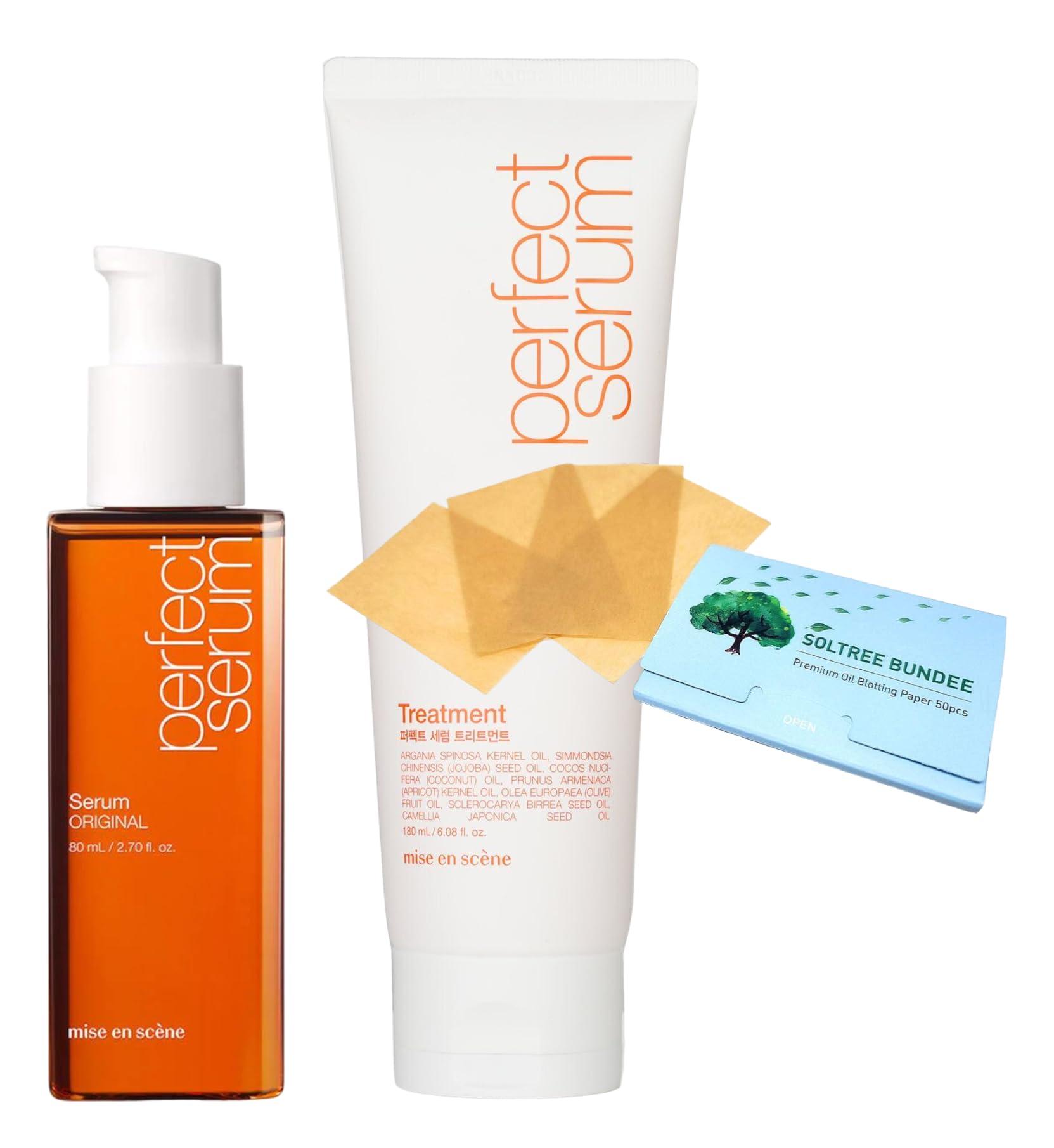 Generic Generic Bundle - Perfect Repair Set (Oil Hair Serum 80ml + Hair Treatment 180ml) with Oil blotting Papers, Transparency