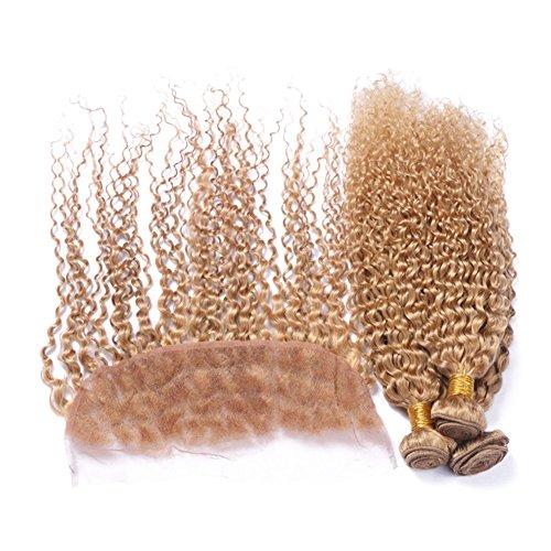 Ruma Hair Ruma Hair Honey Blonde Brazilian Hair With 13x4 Lace Frontal Closure #27 Strawberry Blonde Virgin Kinky Curly Human Hair 3 Bundles With Full Lace Frontals (24 with 24 26 28)