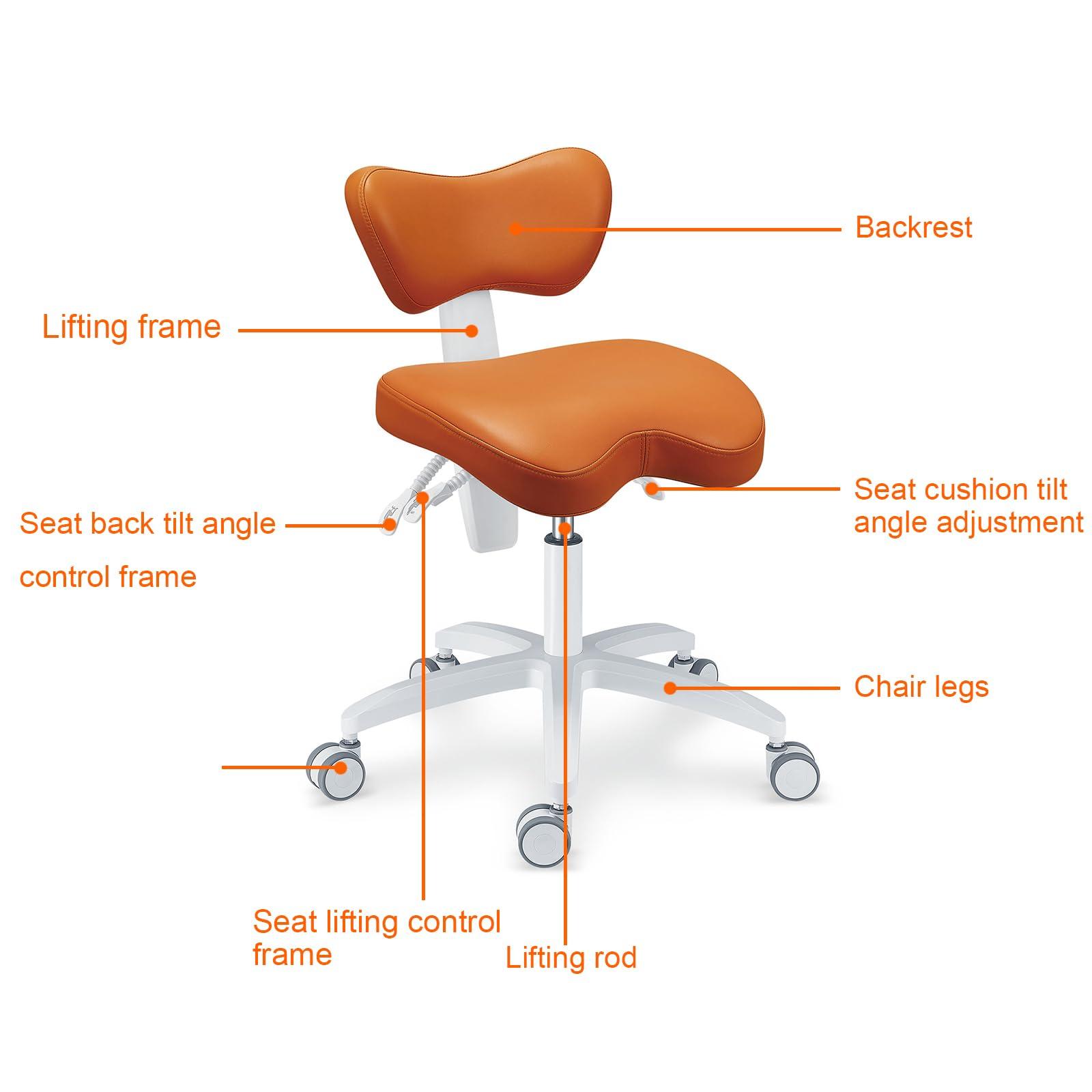 Castanai Back Support Saddle Stool Chair Adjustable and Rotating Elevating Seats Ergonomics Nurse Doctor's Chairs with U-Series Skin Feel Design PLST-060