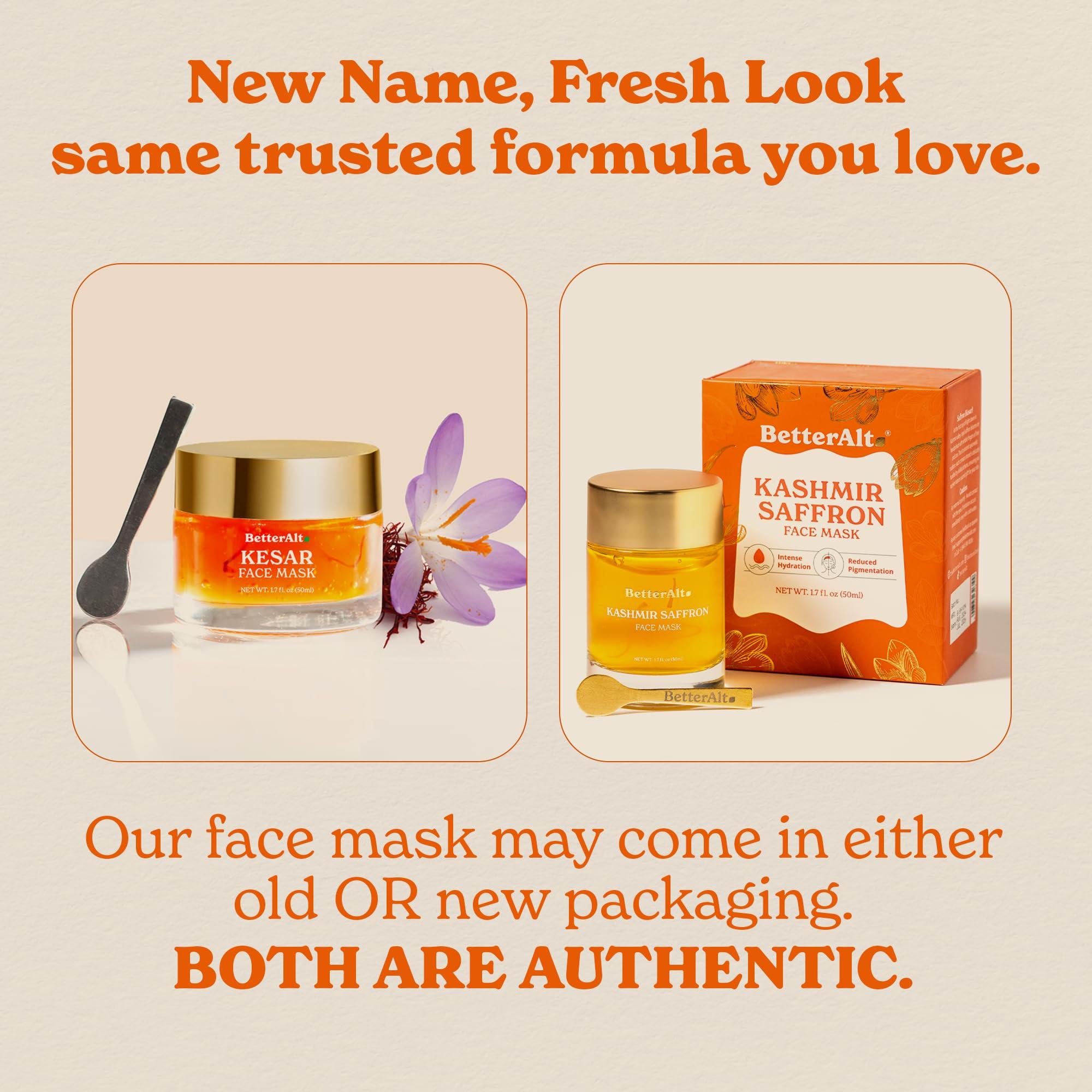 Better Alt Better Alt Kesar Face Mask for Nighttime Skin Care Ritual| with Turmeric, Saffron, Niacinamide, Green Tea Extracts| For Intense Hydration & Radiant Glow|100% Vegan & Cruelty Free, 50 ml