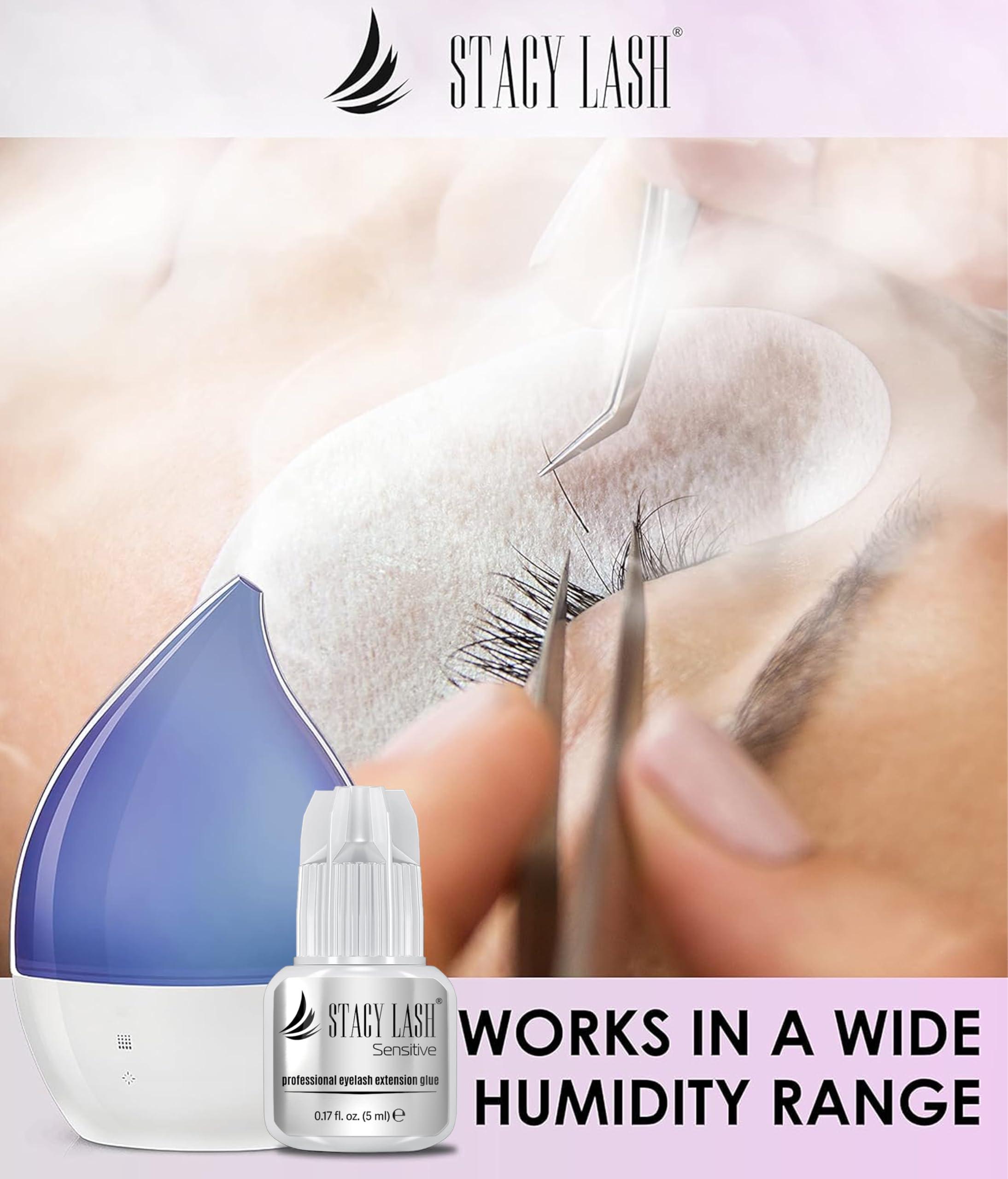 STACY LASH Sensitive Eyelash Extension Glue Stacy Lash 0.17fl.oz/5ml / 5-6 Sec Drying time/Retention 4-5 Weeks/Black Adhesive/Professional Supplies