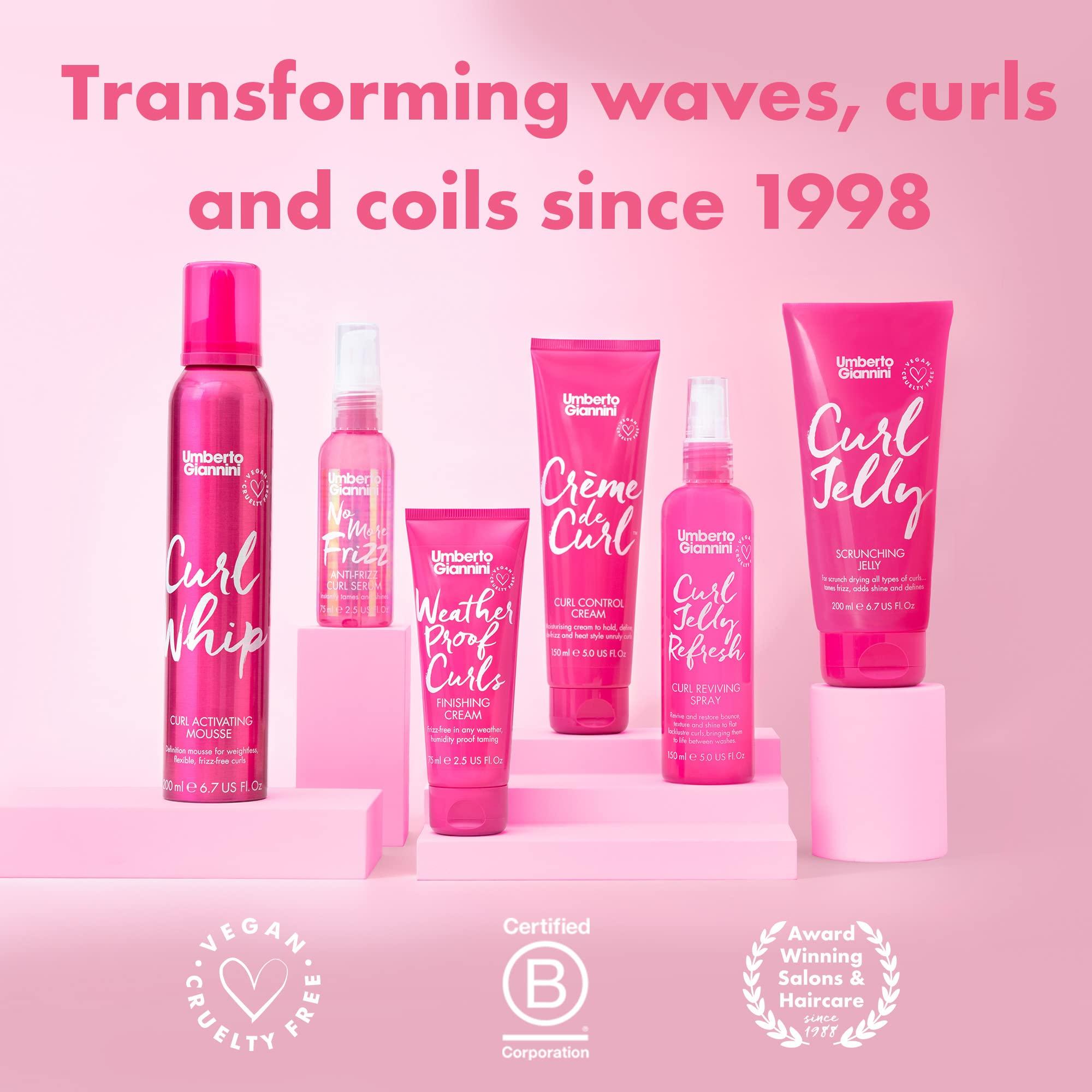 Umberto Giannini Umberto Giannini Curl Jelly & Foam Mousse Duo - Vegan & Cruelty-Free Styling Gel and Mousse for Defrizzing Curly or Wavy Hair