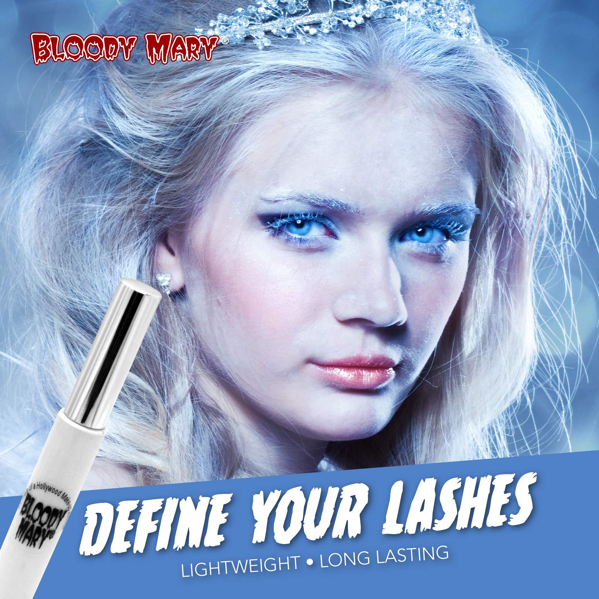 Bloody Mary BLOODY MARY White Mascara for Eyelashes used in Halloween, Gojo Cosplay, Ice Princess Queen Costume MakeUp - High Pigment Mascara White - No Clumping, Waterproof, Lasts 24 Hours, Easy to Apply/Remove