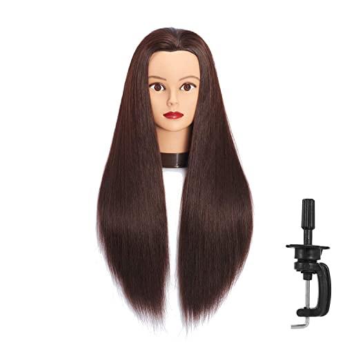 HEADFIX Headfix 26"-28" Long Hair Mannequin Head Stnthetic Fiber Hair Hairdresser Practice Styling Training Head Cosmetology Manikin Doll Head with Clamp (6F1919LB0420)