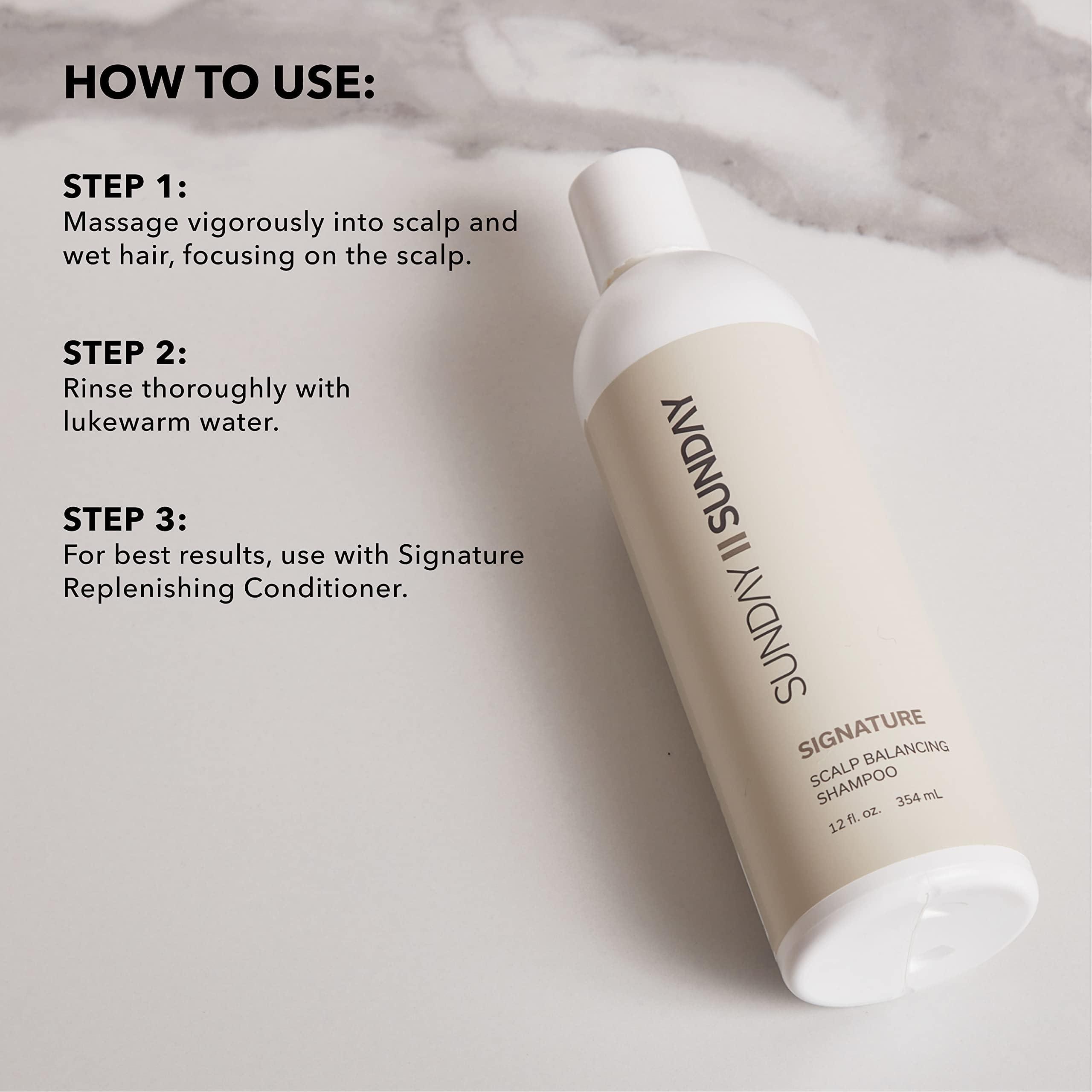 SUNDAY II SUNDAY SUNDAY II SUNDAY Deluxe Signature Hair Wash System, with Scalp Balancing Shampoo, Sugar Scrub, and Replenishing Conditioner, to Revitalize and Rejuvenate Strands, 8 piece Set