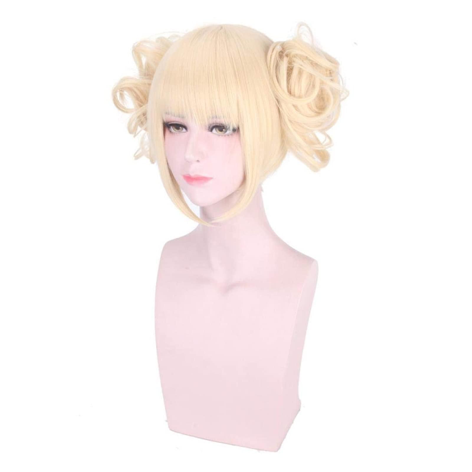 Koswiggle Koswiggle My Hero Academia Wig Cross My Body/Himiko Toga Cosplay Anime Wig Split Tiger Mouth Clip Milk Gold