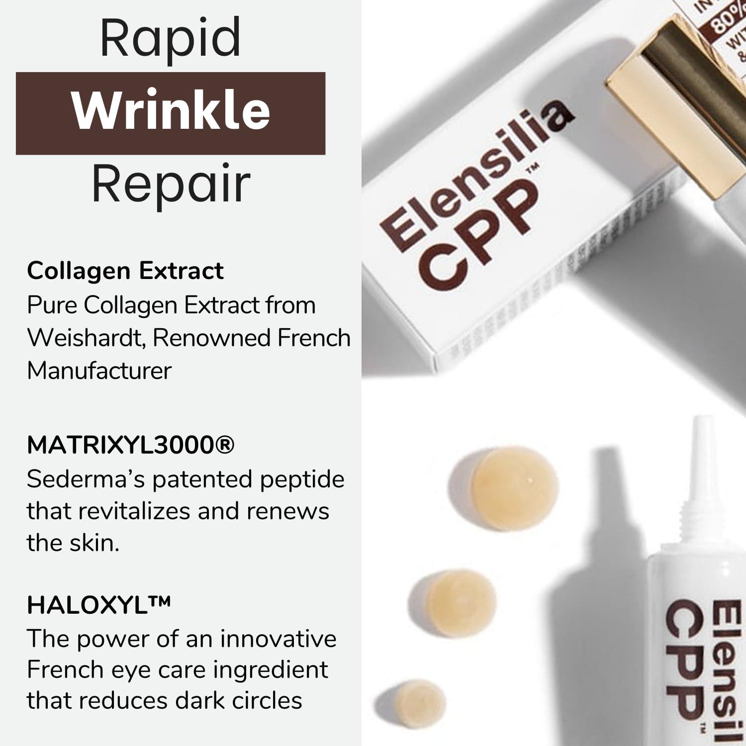 Elensilia Elensilia 80% Collagen With Gold Peptides Eye Cream - Snail Secretion Filtrate + Matrixyl 3000 + Haloxyl For Wrinkles, Dark Circles, Moisturizer - Korean Skin Care, 0.7 fl.oz