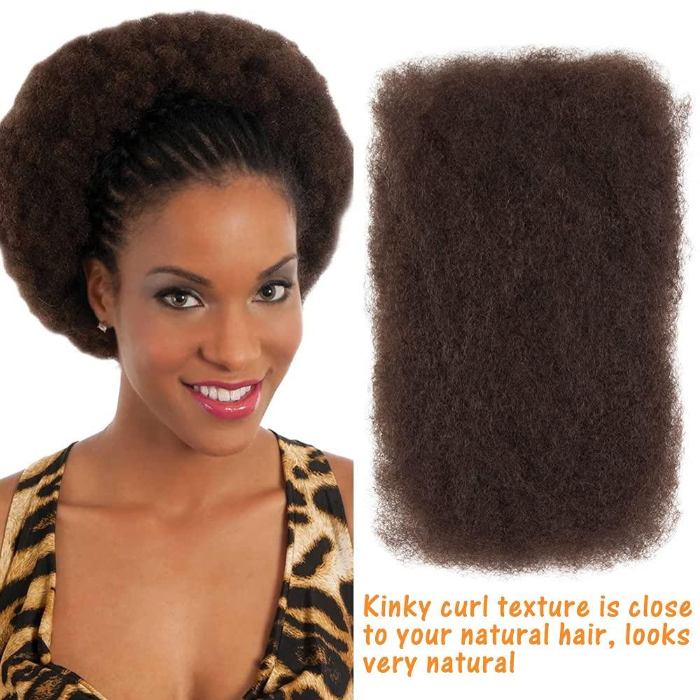 DBUT DBUT Afro Kinky Bulk 100% Human Hair Brown 3 Packs 150g Tight Afro Kinky Curly Bulk Bundles Hair for Making/Repair Locs, Kinky Twists, Dreadlocks Braiding Hair Extensions (Medium Brown, 10 Inches)