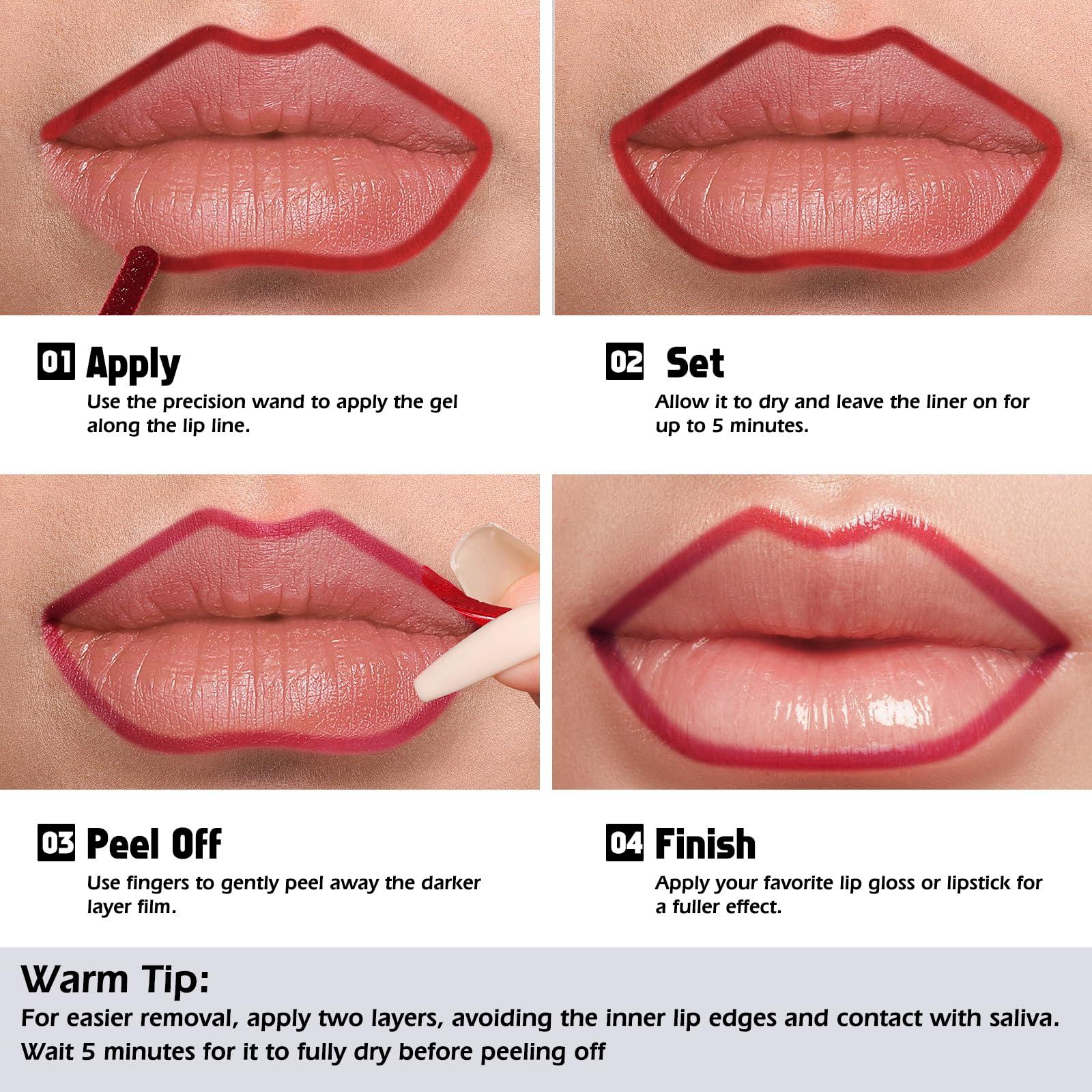 KIMUSE KIMUSE Peel Off Lip Liner Stain, Long Lasting Lip Tint Stain Peel Off, Waterproof, Transfer-Proof, Highly Pigmented Color Peel Off Lip Stain Liner, Matte Finish