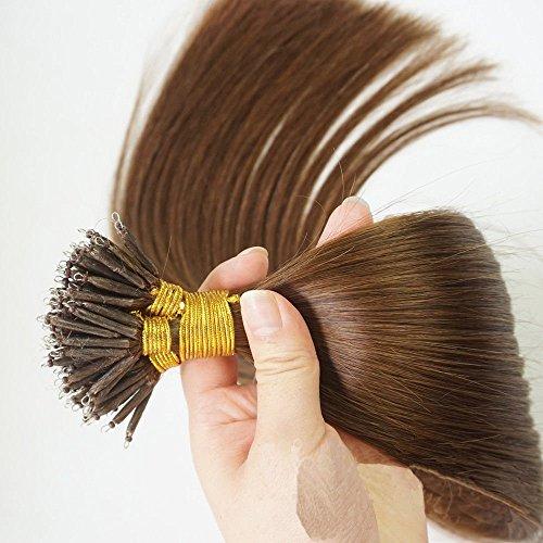Fenicy Fenicy Nano Ring Tip 100Stands Remy European Double Drawn Hair Extensions (16inch 1.0g/s, 04 Chocolate Brown)
