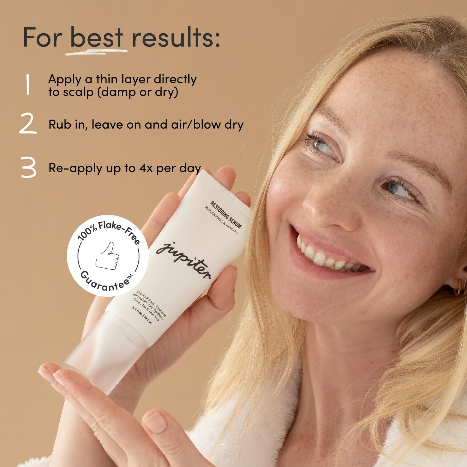 Jupiter Jupiter Anti-Dandruff Scalp Serum, Leave-On Restoring Serum, for Dry, Itchy, & Oily Scalp, Aloe Vera, & Niacinamide, Color-Safe, Vegan, Cruelty-Free, Paraben, Phthalate, & Sulfate-Free, 3.4 fl oz