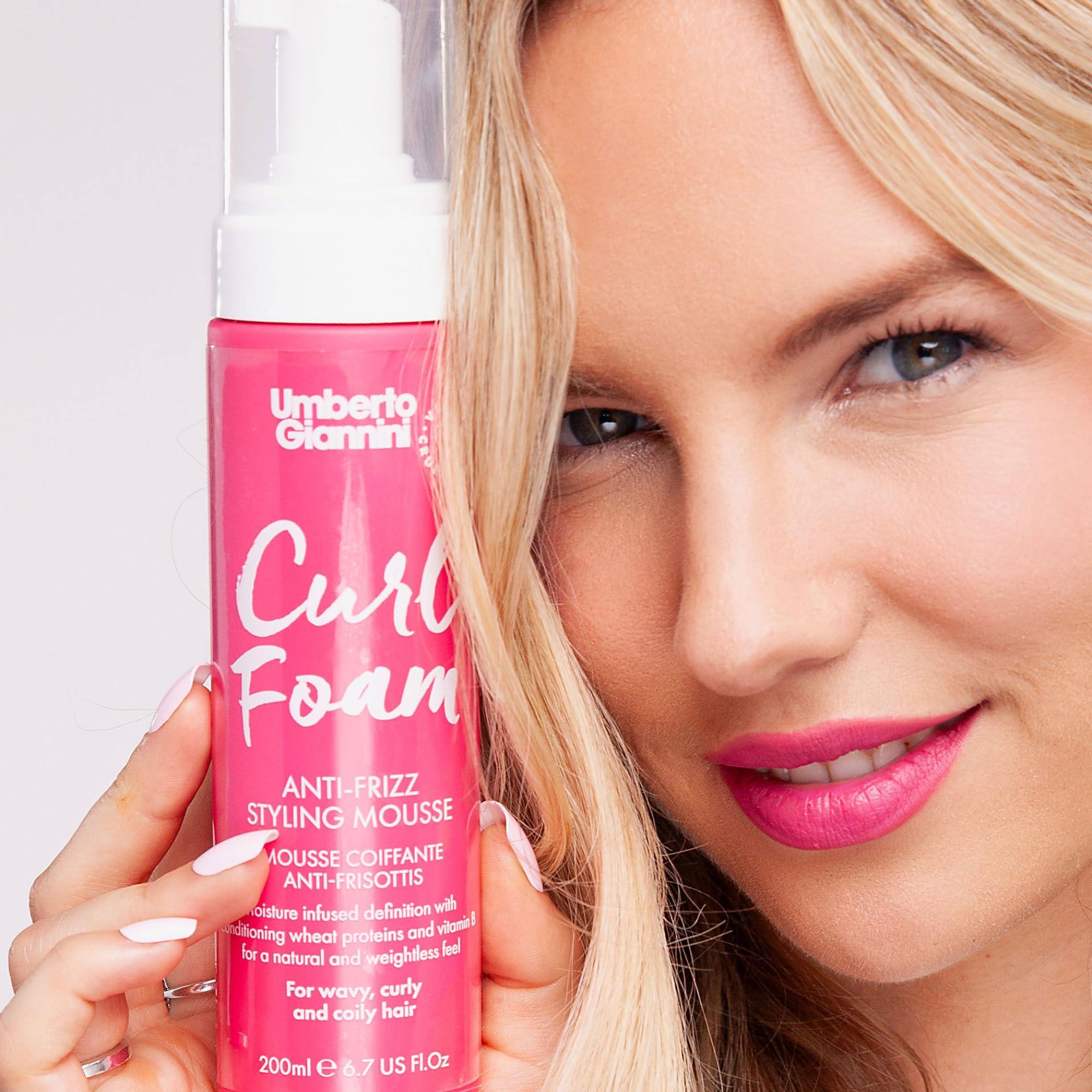 Umberto Giannini Umberto Giannini Curl Jelly & Foam Mousse Duo - Vegan & Cruelty-Free Styling Gel and Mousse for Defrizzing Curly or Wavy Hair