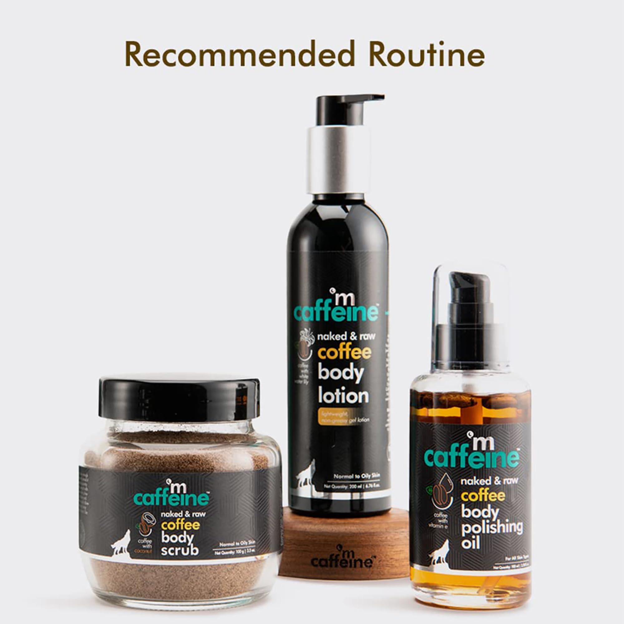 mCaffeine mCaffeine Coffee Body Polishing Oil (100ml) for Reducing Stretch Marks and Cellulite | With Olive Oil and Vitamin E for a Soft and Moisturized Skin | Natural and Vegan Oil for Daily-Use