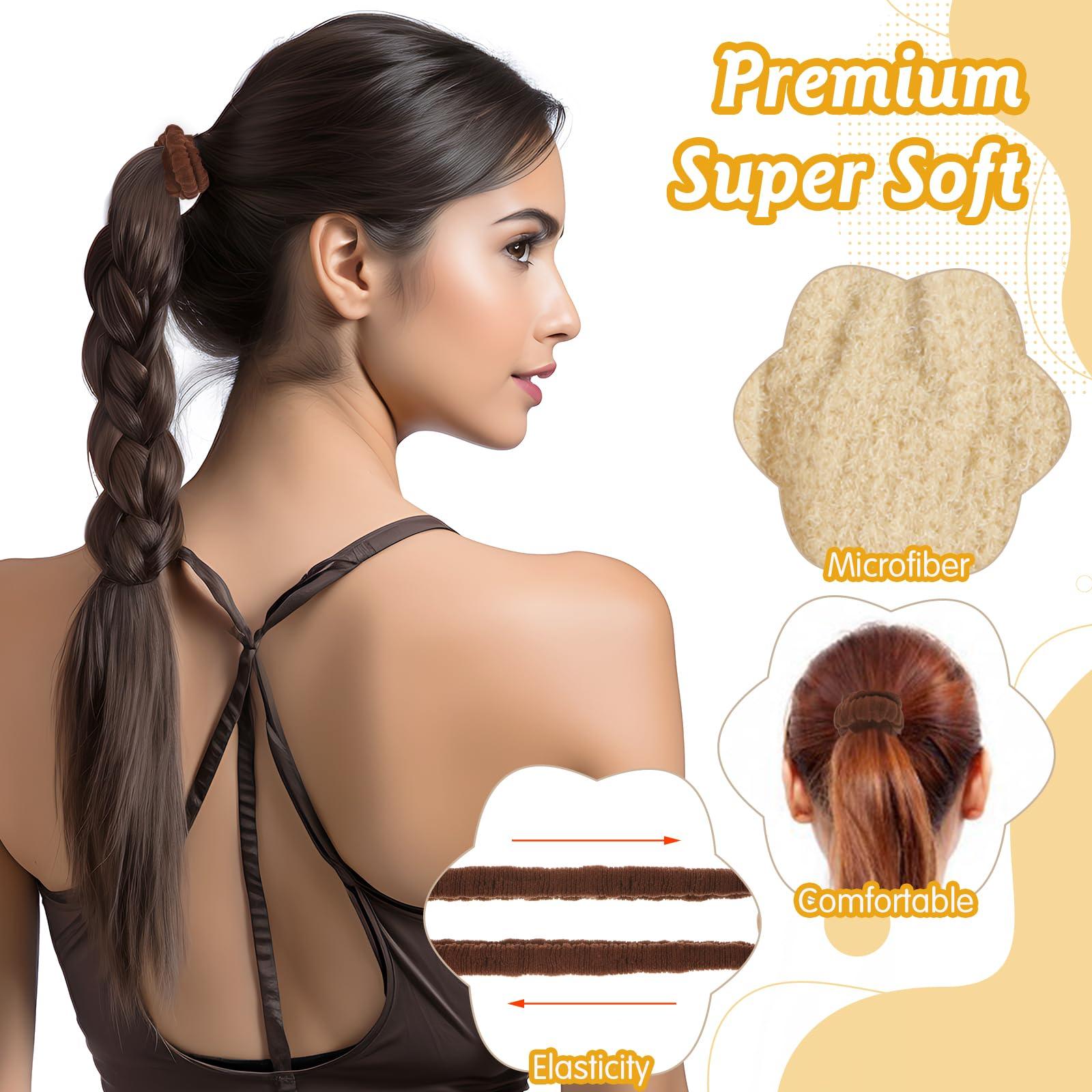 Nogeqi Nogeqi 10 Pcs Cotton Hair Scrunchies for Girls, No Tug Scrunchy Hair Ties fluffy Ponytail Holders, Strong Elasticity Hair Scrunchies for Thin Hair Thick Hair (Chocolate)