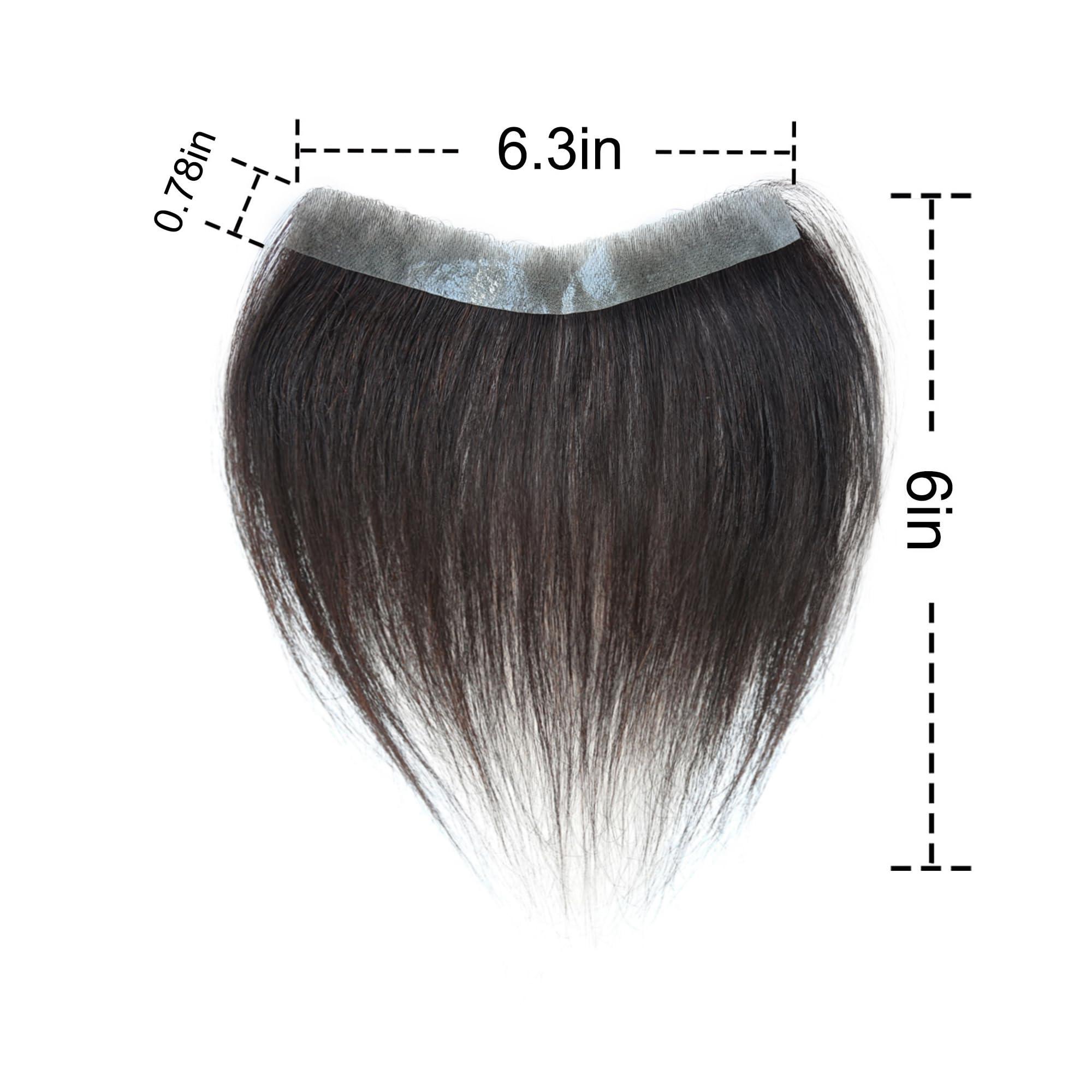 Maweilar Maweilar Frontal Hairpiece for Men, Hair Extension Hairline Loss Straight Tape in Human Hair Toppers Replacement Toupee (Dark Brown, 0.78\"x6.3\", 6\")