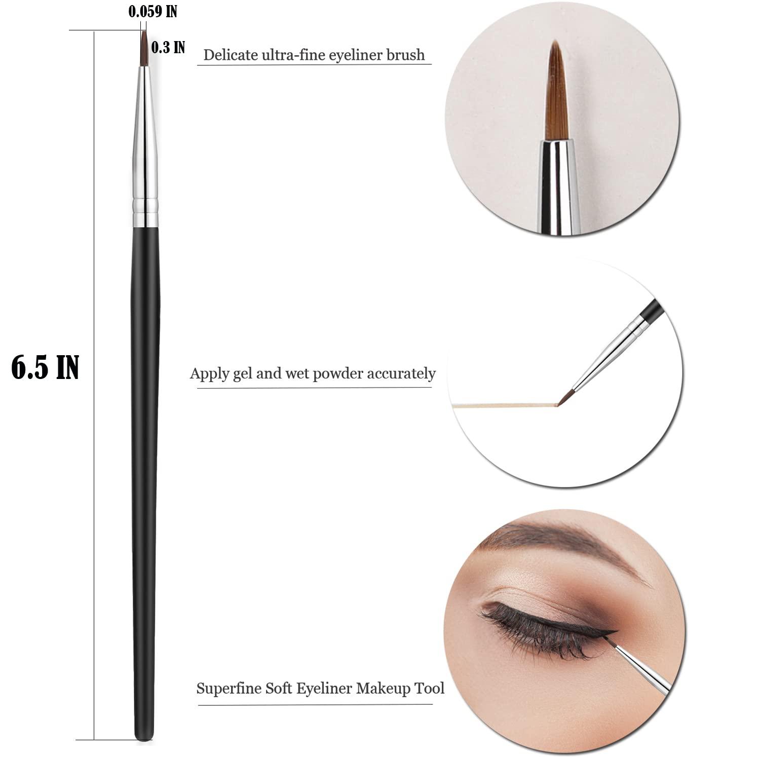 JASSINS Fine Angled Eyeliner Brush, JASSINS Ultra thin Precision EyeLiner Makeup Brushes Set, Fine Point Eyeliner Brush, Synthetic Bristles Eye Makeup Tool (3 Pcs)