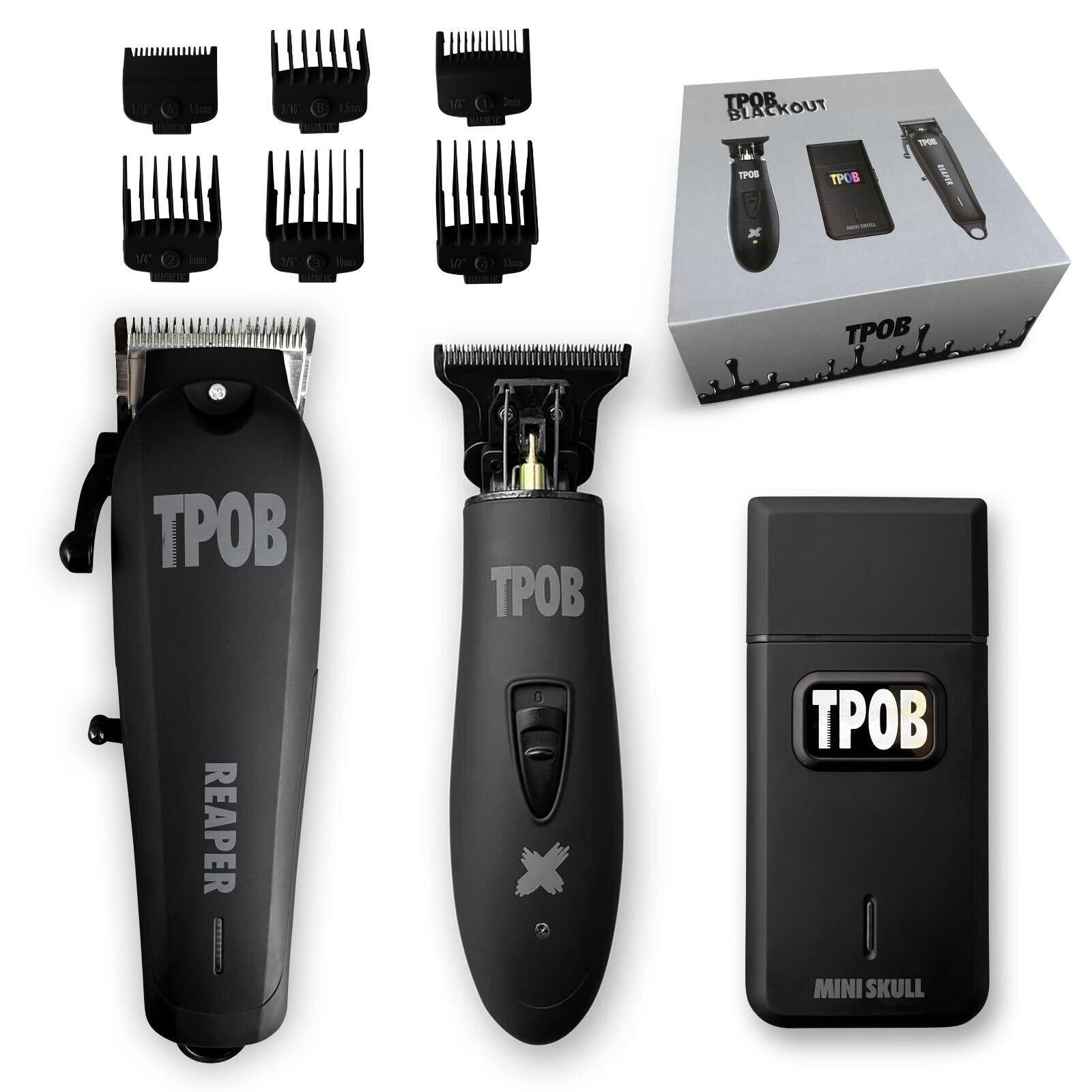 TPOB TPOB Slime 2 Black Clipper Trimmer Shaver Set Barber Hair Clippers for Men 6800 RPM with Rubber Case