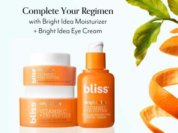 Bliss Bliss Bright Idea Vitamin C + Tri-Peptide Collagen Brightening Face Skincare Serum - Anti Aging, Reduces Dark Spots, Boosts Skin Elasticity - Clean - Vegan & Cruelty-Free - 1 Fl Oz