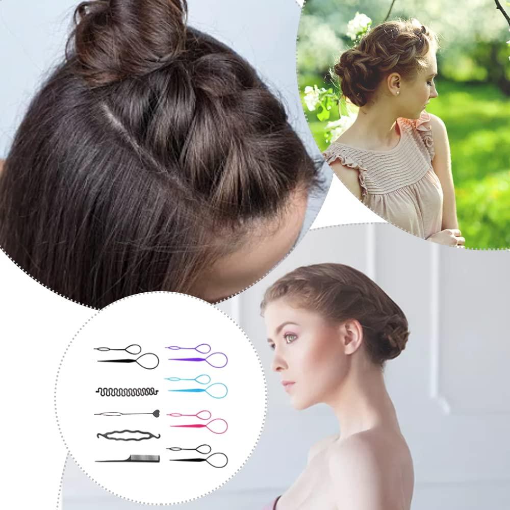 YANCAIYUNL 14 Pcs Topsy Tail Hair Tools Simple Fast Hair Braiding Tools French Hair Styling Tools for Women and Girls Fixing and Decorating Hairstyles