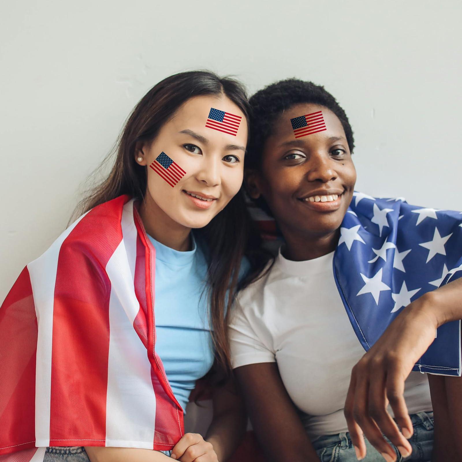 Briyhose 20 Sheet American Flag Temporary Tattoo, 4th of July USA Flag Face Tattoo Men Women Adult, Patriotic Fake Tattoo Sticker Kid for Fourth of July, Independence Day, Memorial Day Party Supply, 40 Sticker