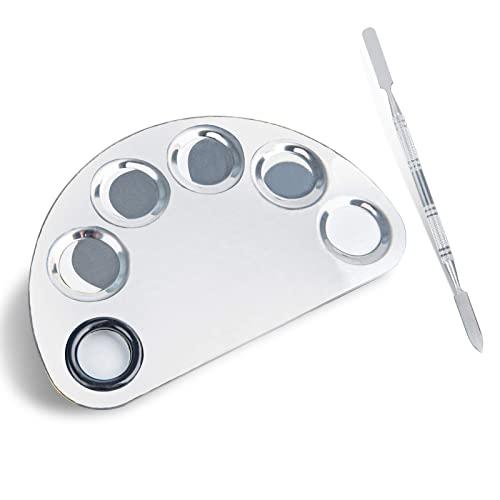 ALIOBC Pro Cosmetics Makeup Mixing Palette, Premium Stainless Steel Metal Makeup Palette Spatula Tool, Suitable for Mixing Foundation/Eye Shadow/Eyelash/Lipsticks/Nail Art