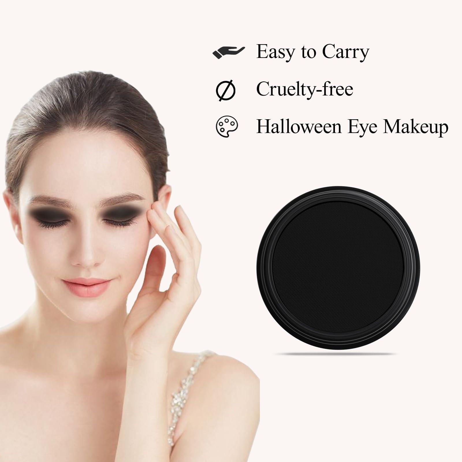 FIVEFULU FIVEFULU Single Black Eyeshadow, Pressed Powder Matte Black Eye Shadow Palette Make-up, Blendable Long Lasting High Pigment Black Eye Makeup Halloween Black Eye Paint & Face Body Paint