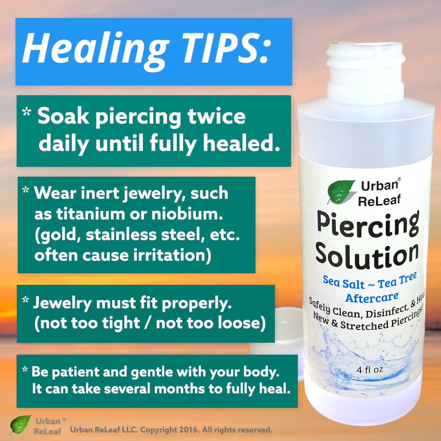 Urban ReLeaf Urban ReLeaf Piercing Solution ! Soothing Sea Salts & Tea Tree AFTERCARE 4 oz, Ready to use. Safely Clean and Calm New & Stretched Piercings. Gentle Effective Natural & Proven. Works Fast