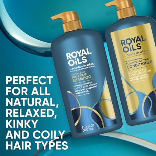 Head & Shoulders Head & Shoulders Royal Oils Dandruff Shampoo and Conditioner Set, Coconut Oil & Apple Cider Vinegar, Moisture Renewal, Scalp Relief, Curly & Coily Hair, Anti Dandruff, 31.4 Fl Oz Each, 2 Pack