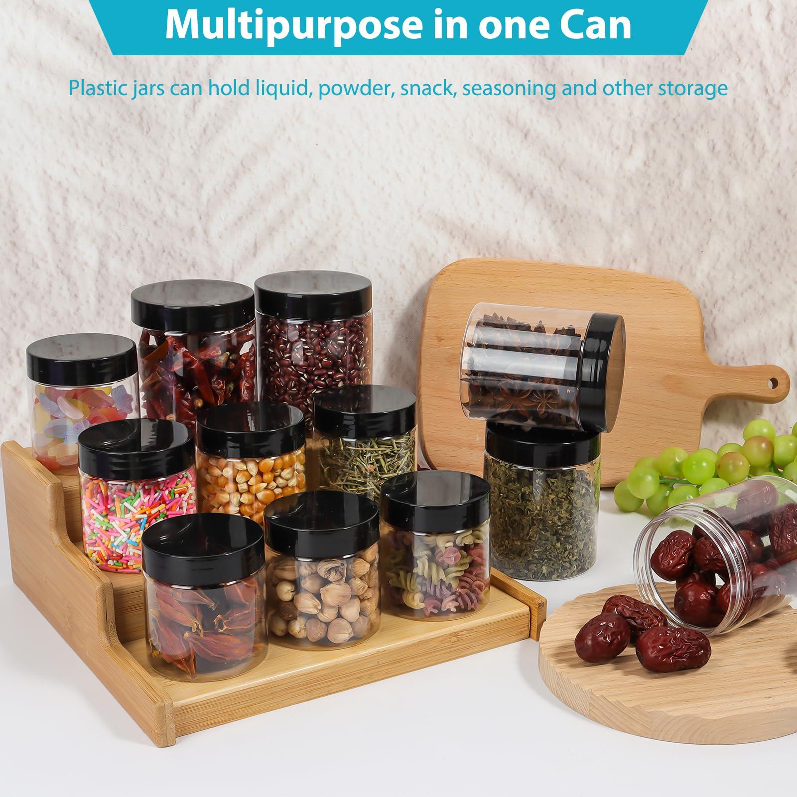 Betrome 4 oz Clear Plastic Round Jars with Black Lids, 50pcs 4oz 120ml Leak-Proof Wide-Mouth Cosmetic Storage Containers for Kitchen Use, Beauty Products, Cream, Scrubs, Bath Salt and More