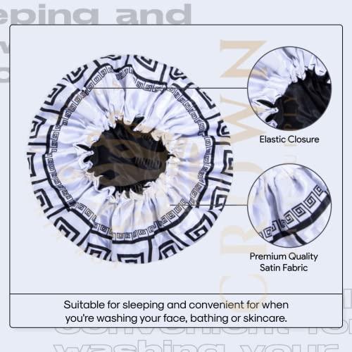 FOR KINGS. BY KINGS CROWN LMTD SUPPLY Silky Design Bonnet with Elastic Soft Band, Hair Braid Adjustable Women and Men Bonnets for Sleeping, Comfortable Satin Fabric Bonnet (Yin Yang)