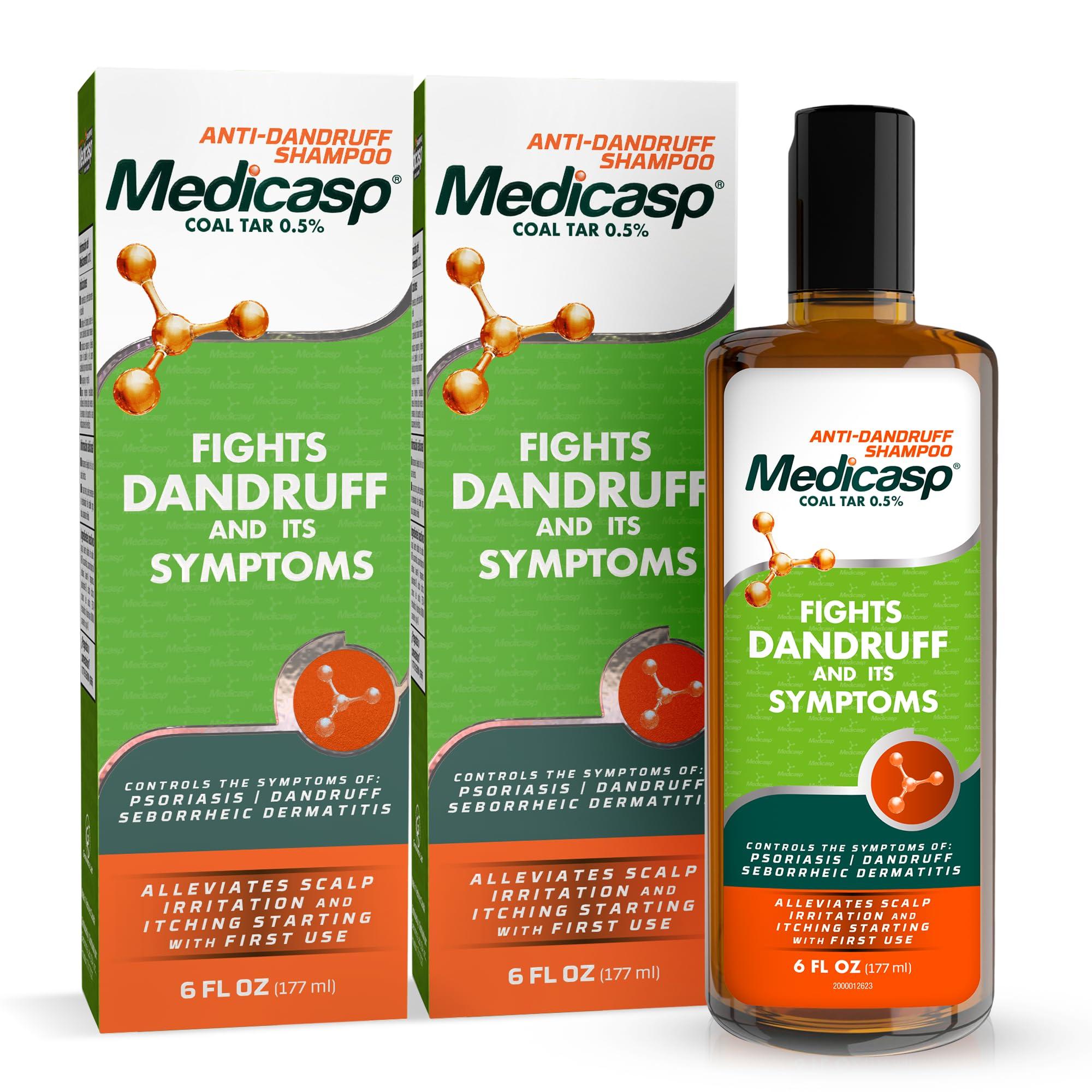 Medicasp Medicasp Coal Tar Gel Anti Dandruff Shampoo, Treats Seborrheic Dermatitis & Psoriasis, Formulated for Dry, Flaky & Itchy Scalp Treatment, for Women & Men, 6 Ounce (Pack of 2)