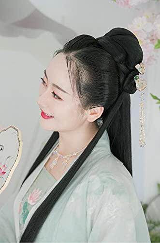 Yuri Yuri Hairpin Hair Clasp Sticks Picks Pearl Shell White Crystal Long tassels Hair Accessories For Long Hair Women Wedding Hanfu Cheongsam (green jade)