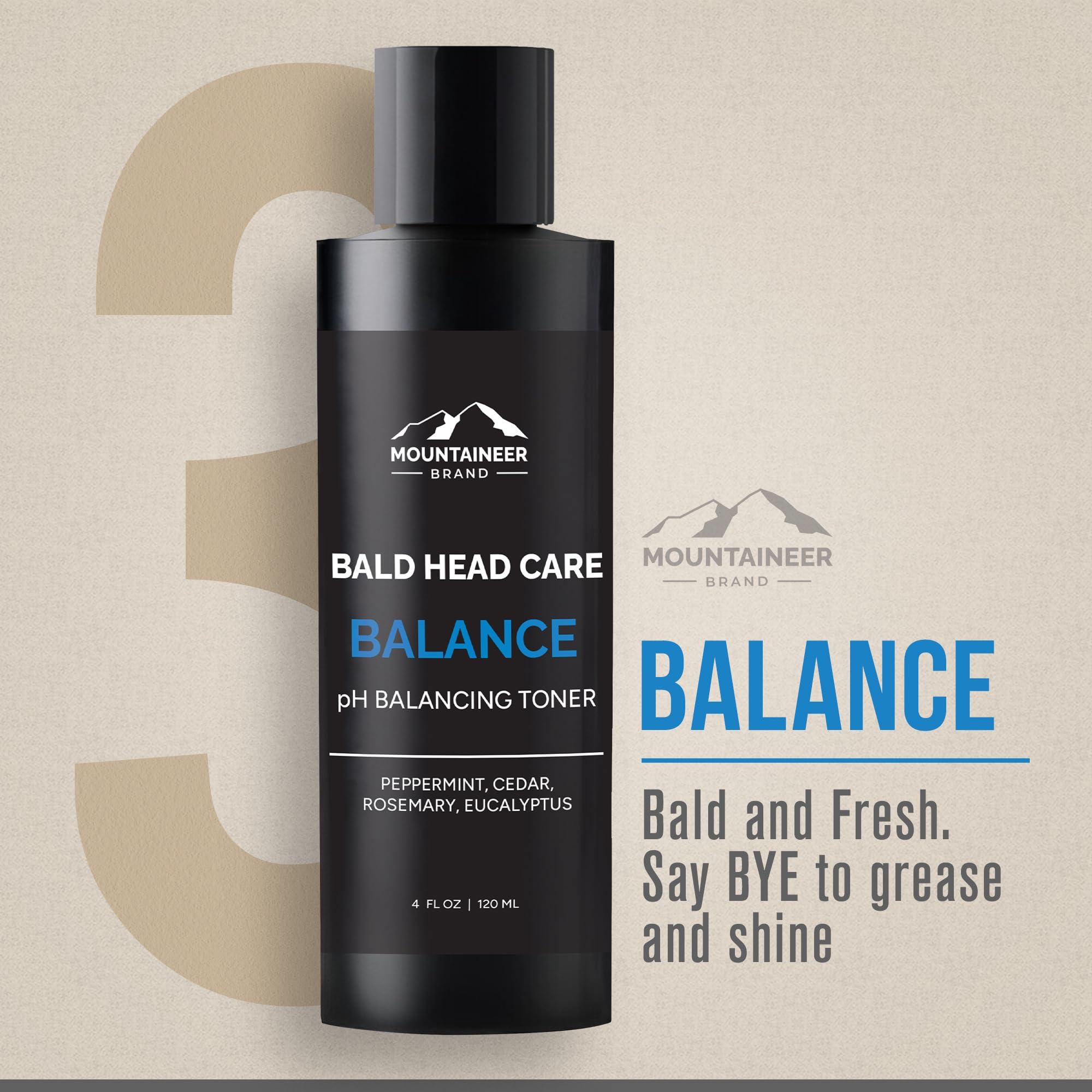 Mountaineer Brand, 100% Natural Always Mountaineer Brand Bald Head Care Gifts For Bald Men | All Natural 3 Step Daily Skin Care for Healthy Scalp & Face | Exfoliate Scrub | Cleanse Wash | Shine Away PH Balance