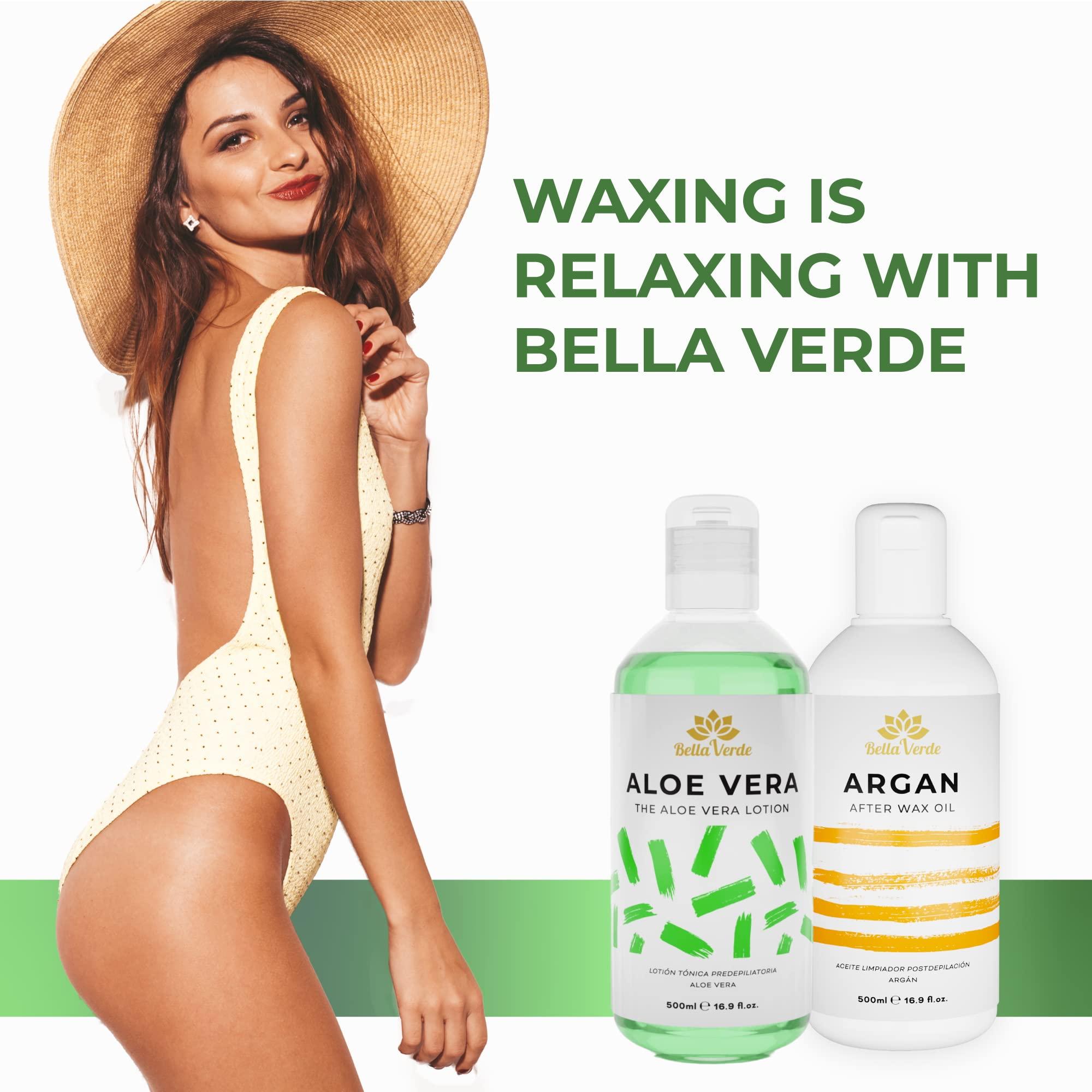 Bella Verde Bella Verde Pre and Post Waxing Care - Home Kit for Women and Men - Wax Beans 1.76lb - Hard Wax Beads for Hair Removal - Care for Brazilian Body Legs Eyebrows Face Lips Armpits