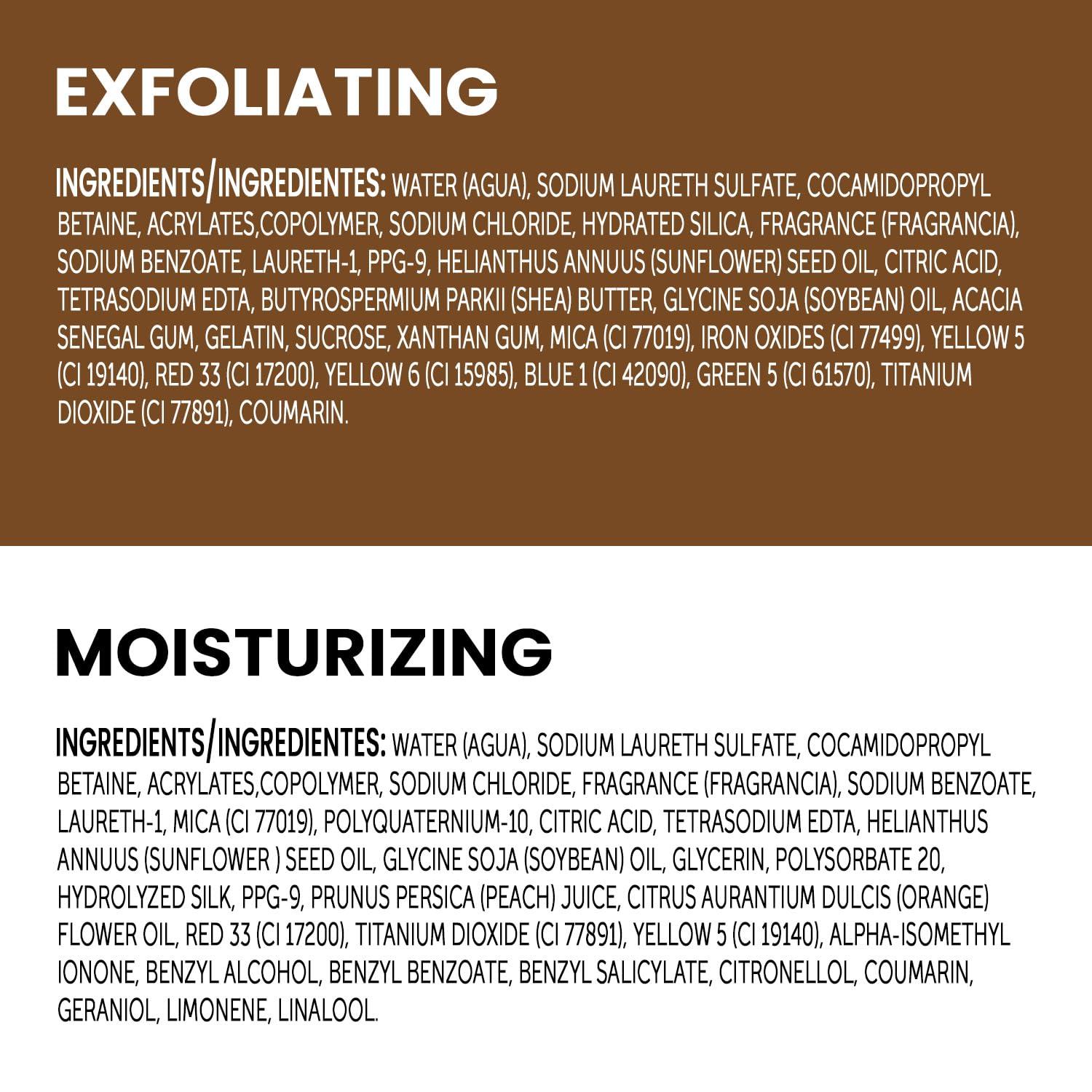 Caress Caress Body Wash Set, Shea Butter & Brown Sugar + Daily Silk White Peach & Orange Blossom Moisturizing Body Wash for Gorgeous, Radiant Skin, Body Soap Liquid Set, 20 Fl Oz (2 Piece Set)